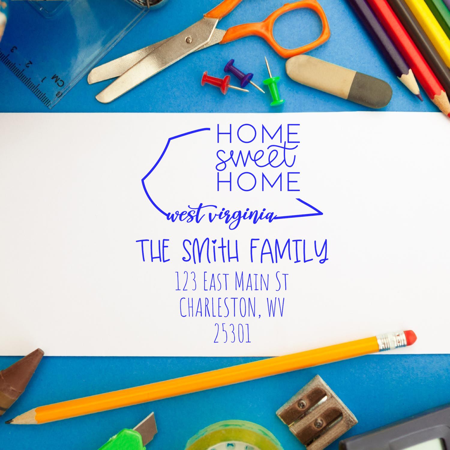 Self-Inking West Virginia Home Sweet Home Customized Mail Address Stamper - Engineer Seal Stamps