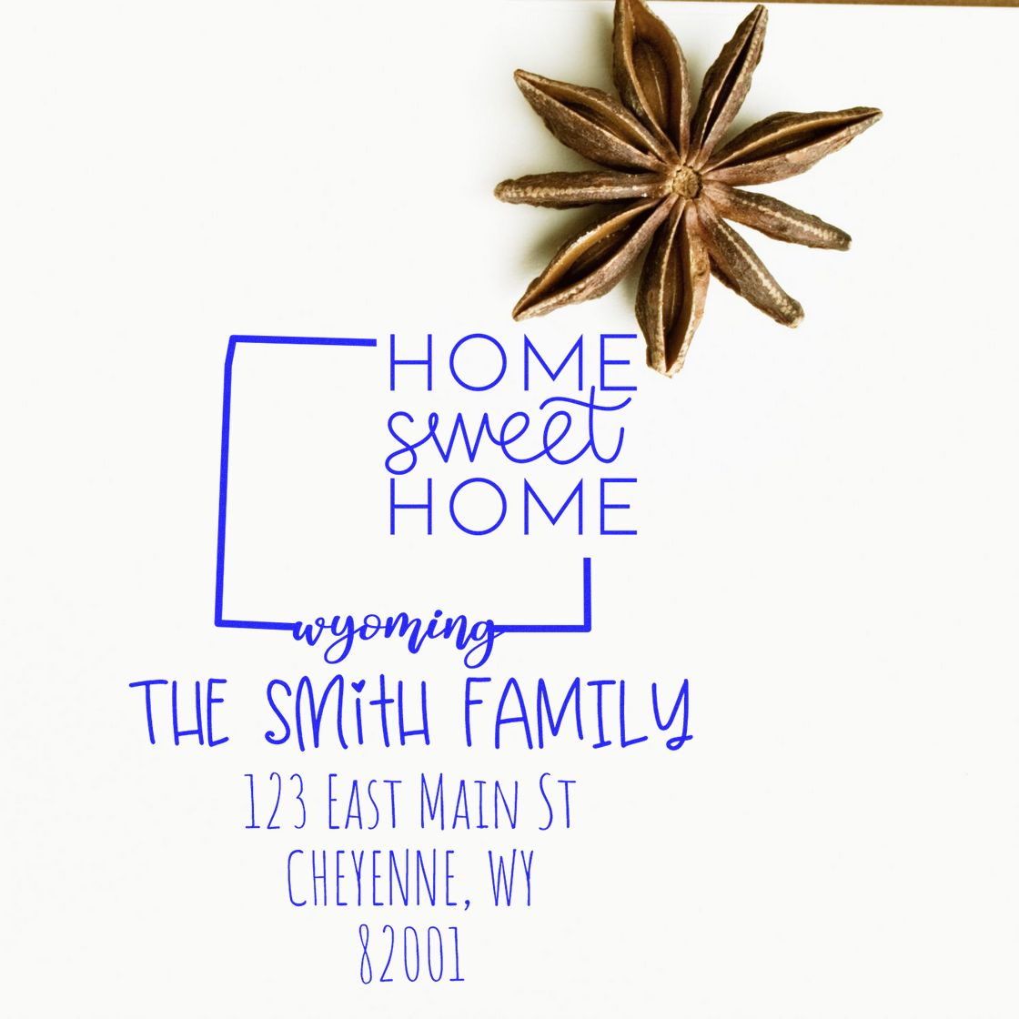 Slim Wyoming Home Sweet Home Customizable Name and Address Stamper - Engineer Seal Stamps