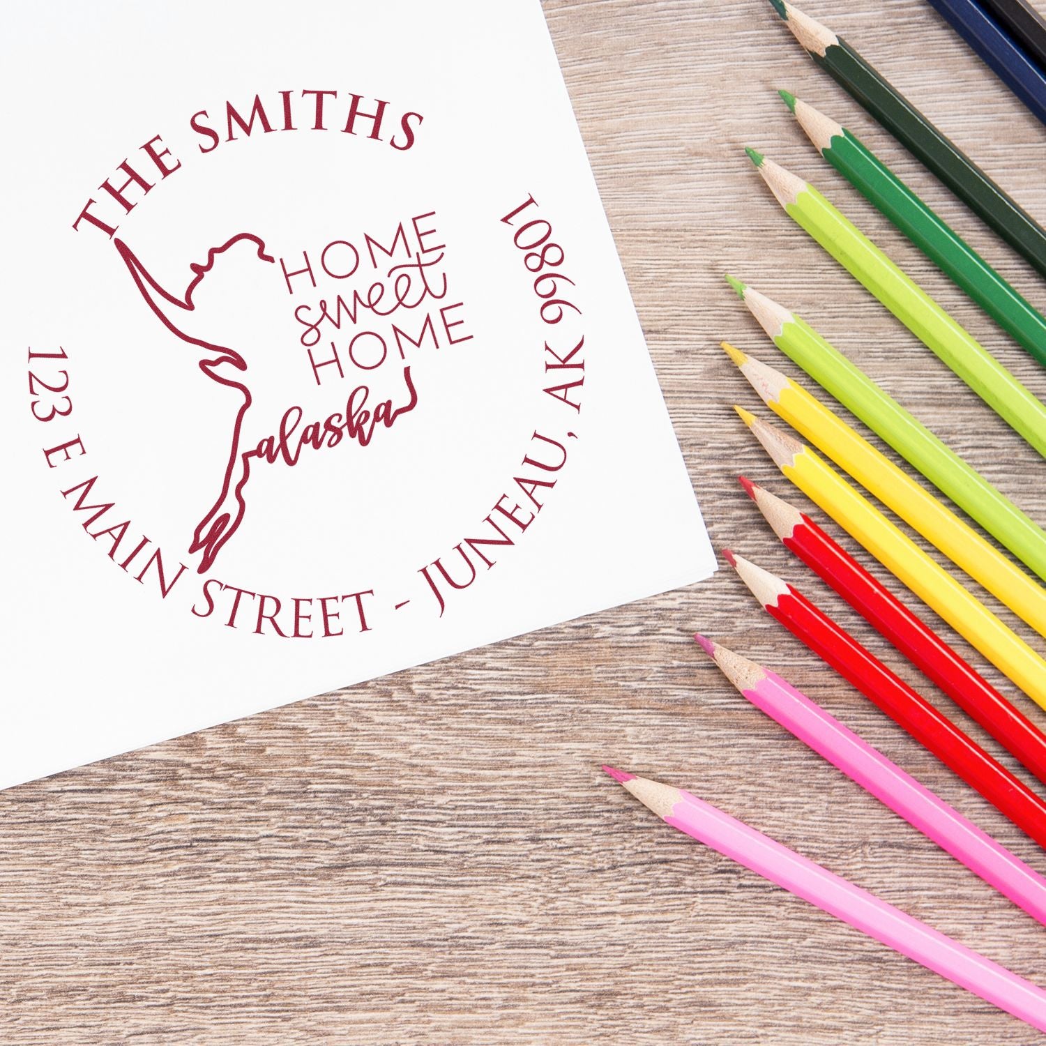 Slim Alaska State Home Sweet Home Custom-Made Mail Address Stamp - Engineer Seal Stamps