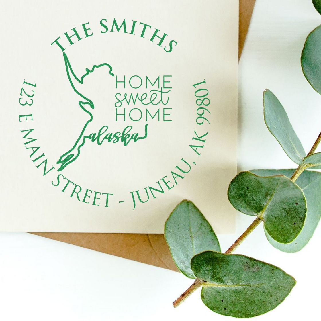Slim Alaska State Home Sweet Home Custom-Made Mail Address Stamp - Engineer Seal Stamps