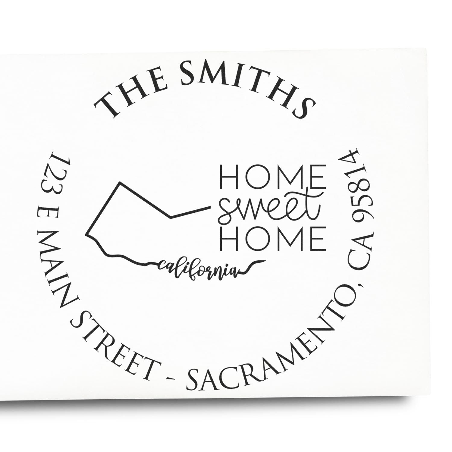 Wooden Handle Round California State Home Sweet Home Address Return Stamp - Engineer Seal Stamps
