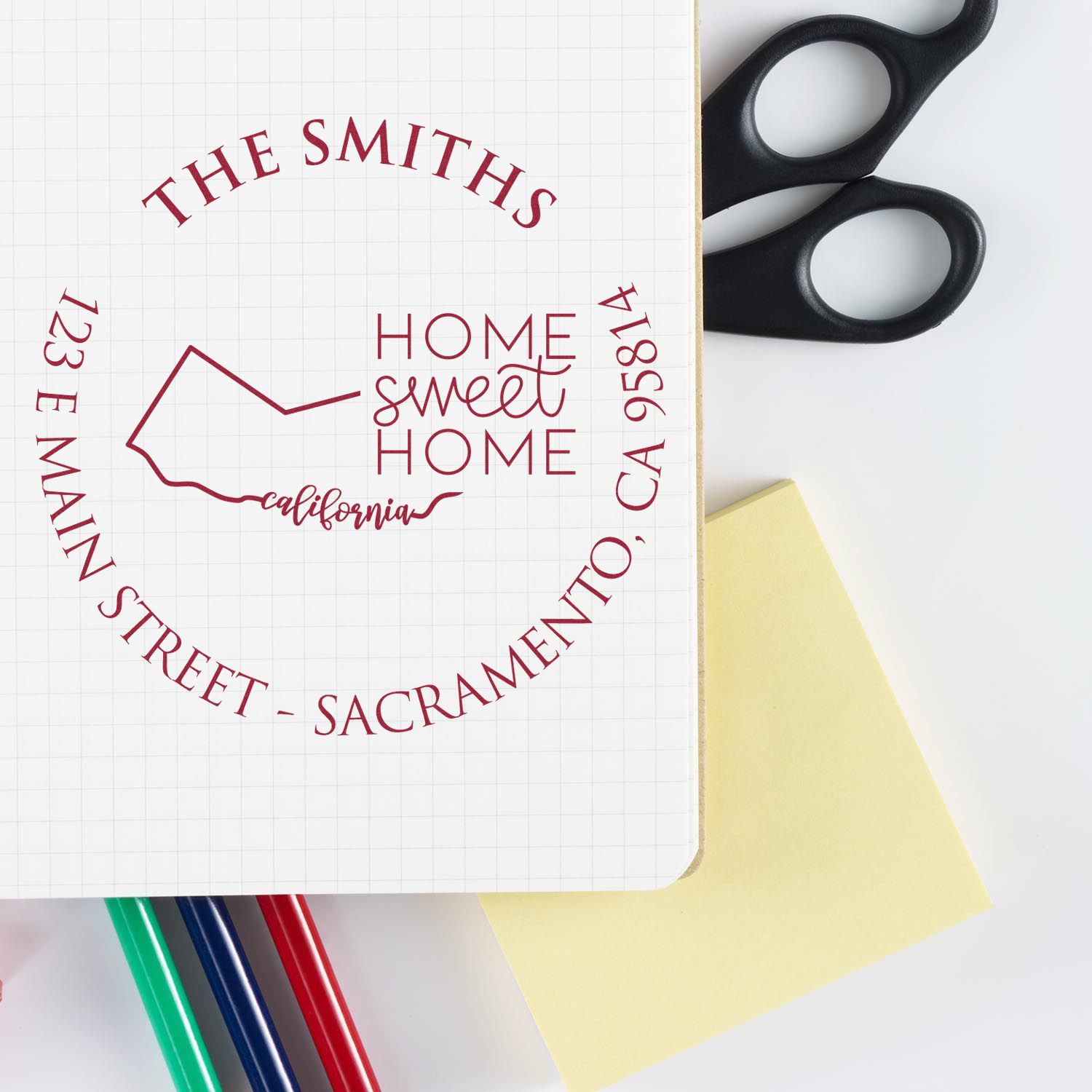 Slim California State Home Sweet Home Custom-Made Mail Stamp - Engineer Seal Stamps