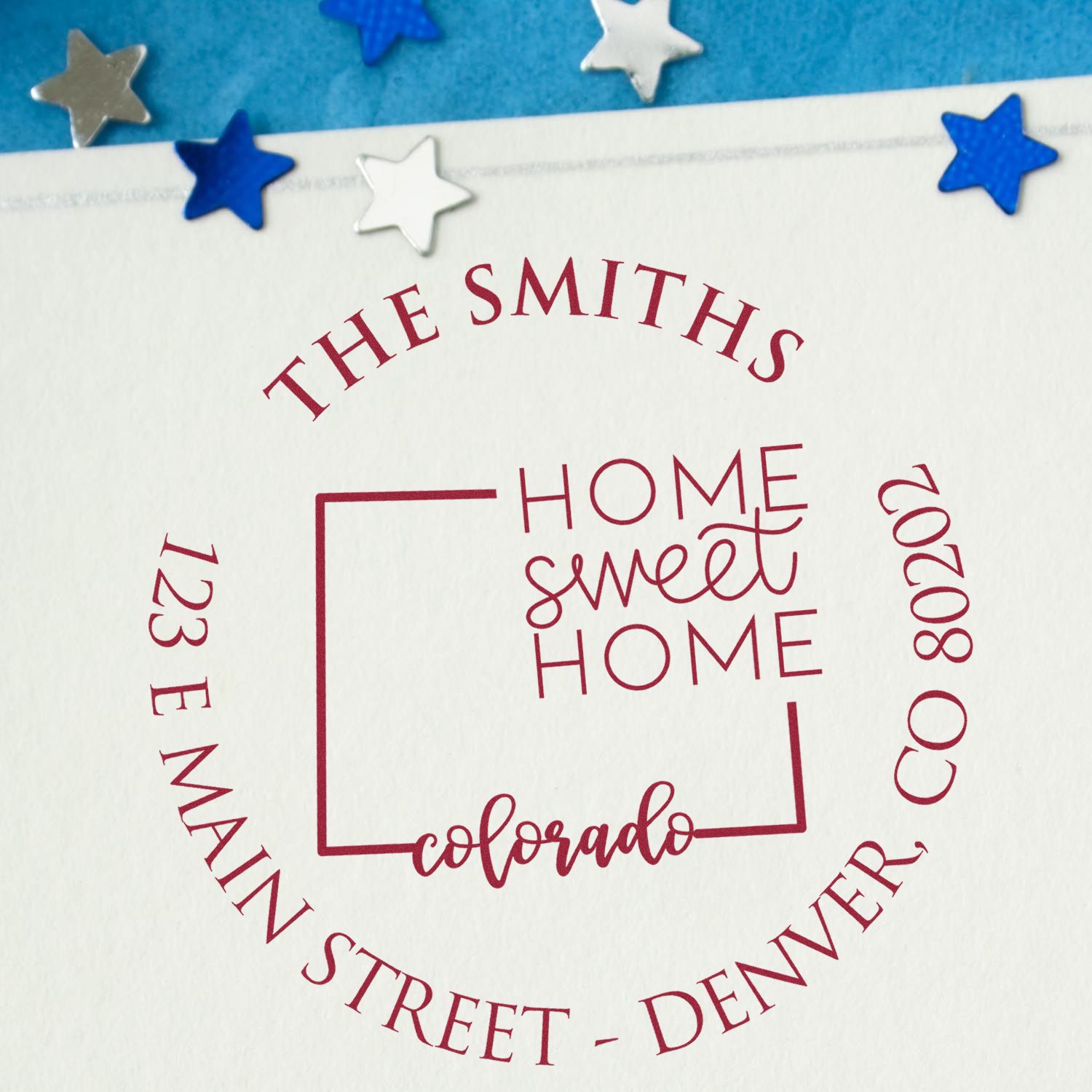 Self-Inking Round Colorado State Home Sweet Home Personalized Mail Address Stamp - Engineer Seal Stamps