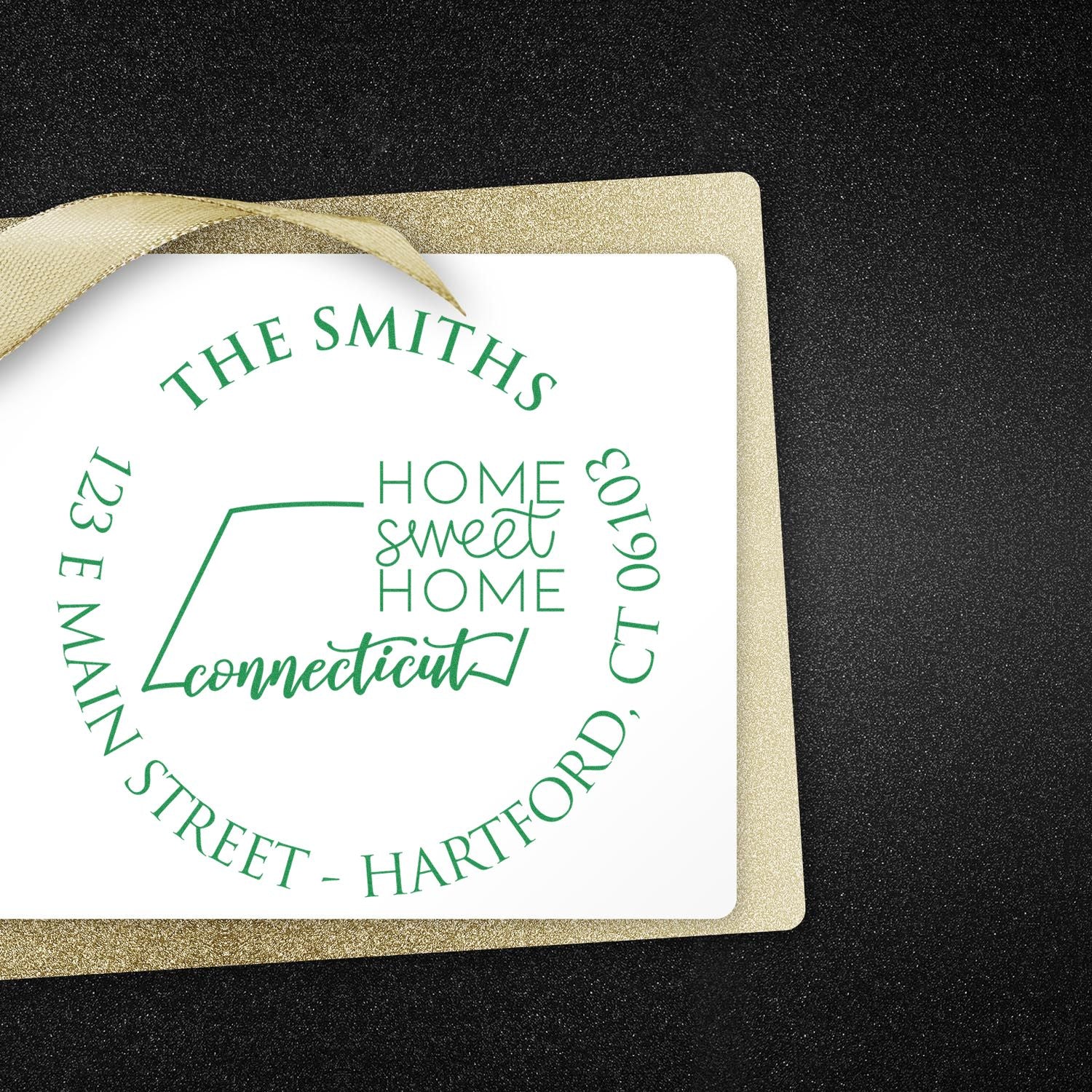 Slim Connecticut State Home Sweet Home Custom-Made Mailing Address Pre-Inked Stamp - Engineer Seal Stamps