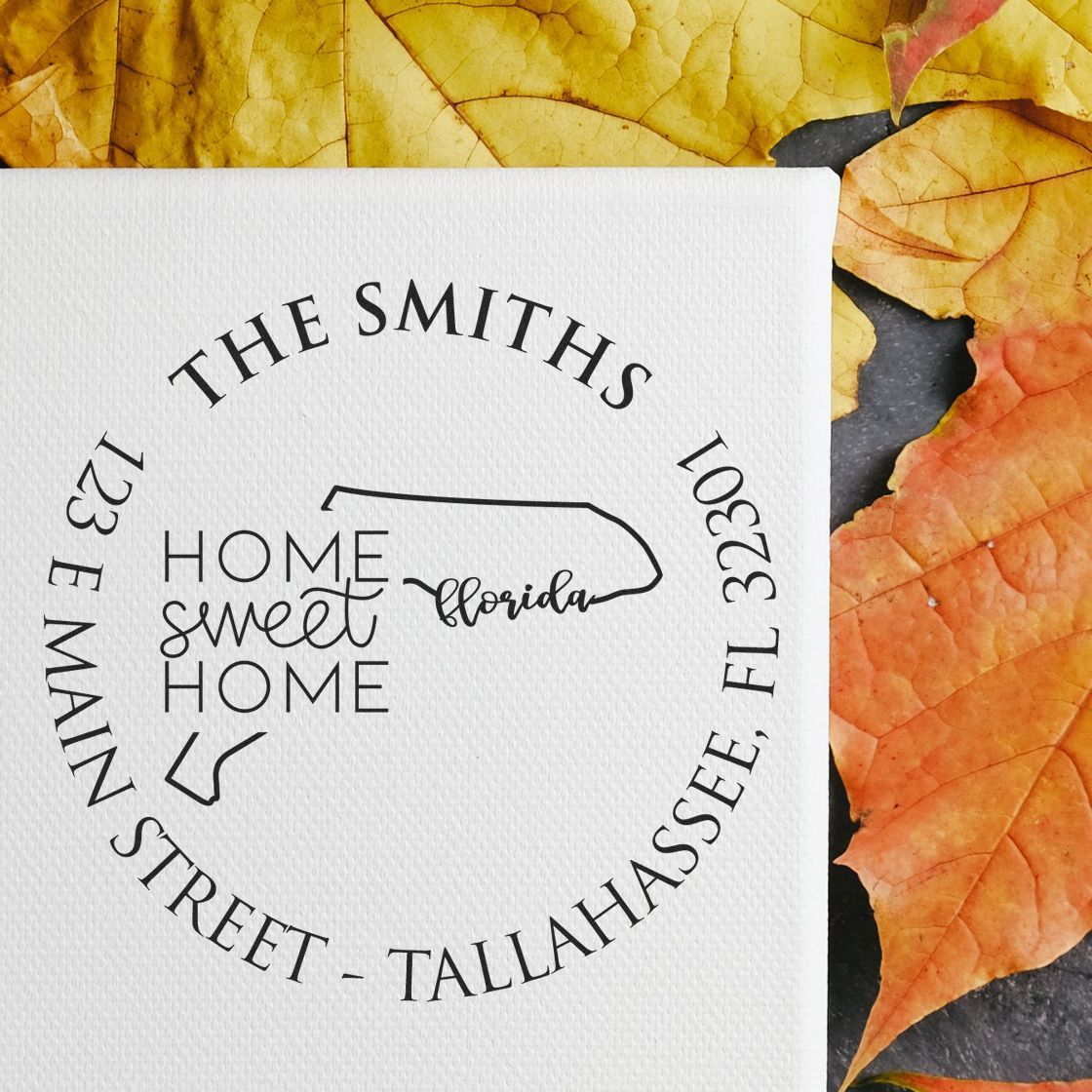 Round PSI Florida State Home Sweet Home Mailing Pre-Inked Stamp - Engineer Seal Stamps