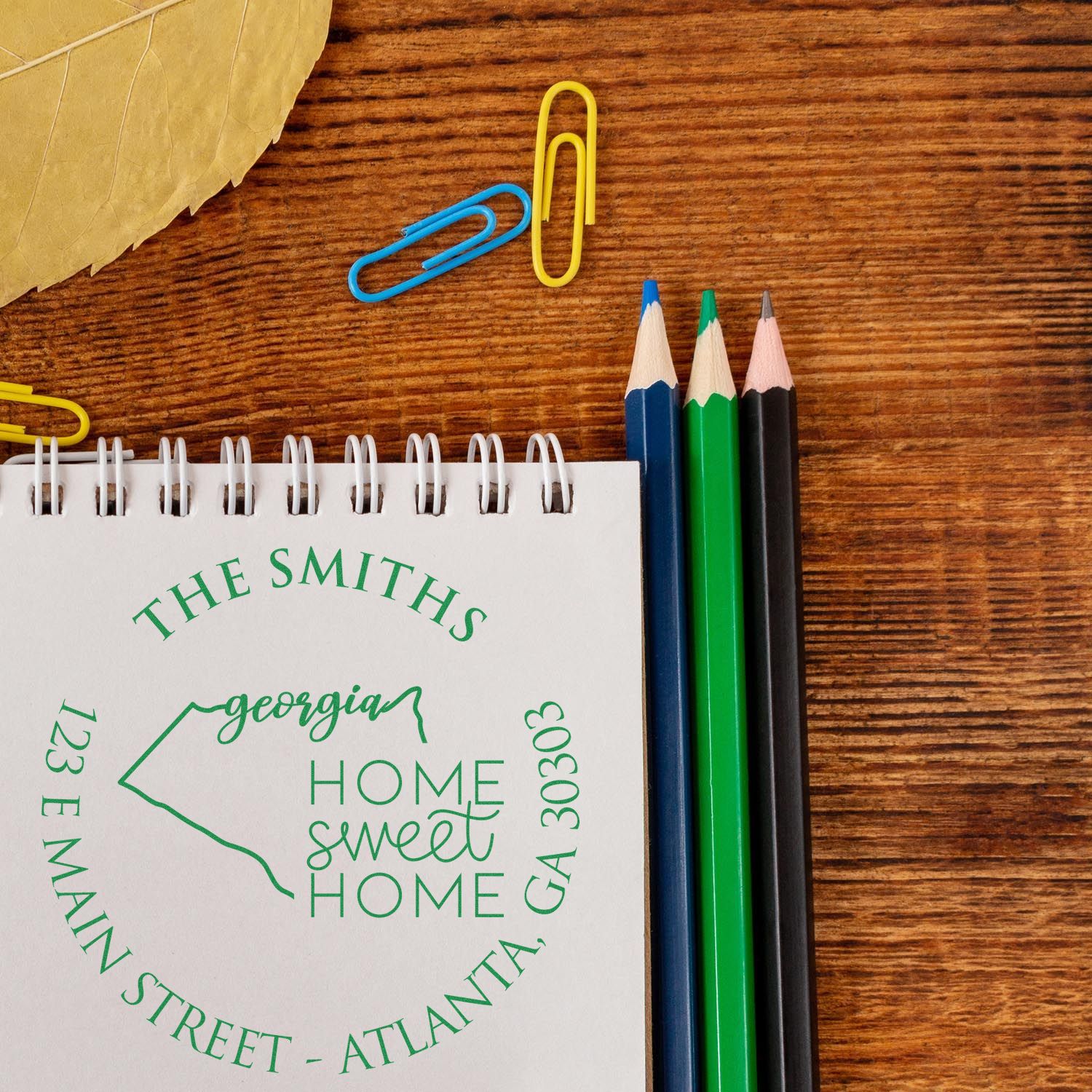Slim Georgia State Home Sweet Home Custom-Made Mailing Pre-Inked Stamp - Engineer Seal Stamps