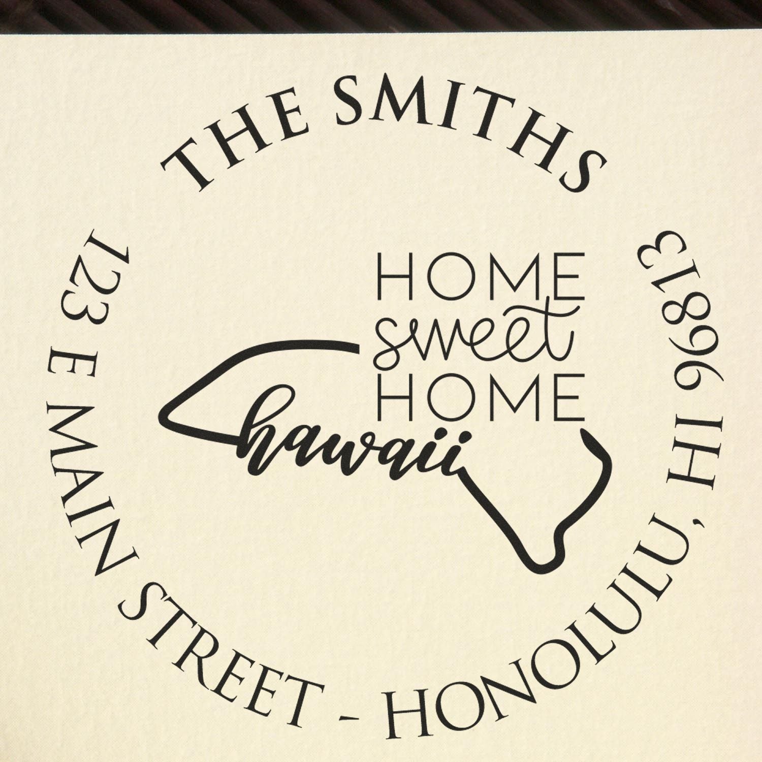 Self-Inking Round Hawaii State Home Sweet Home Personalized Mailing Address Rubber Stamp - Engineer Seal Stamps