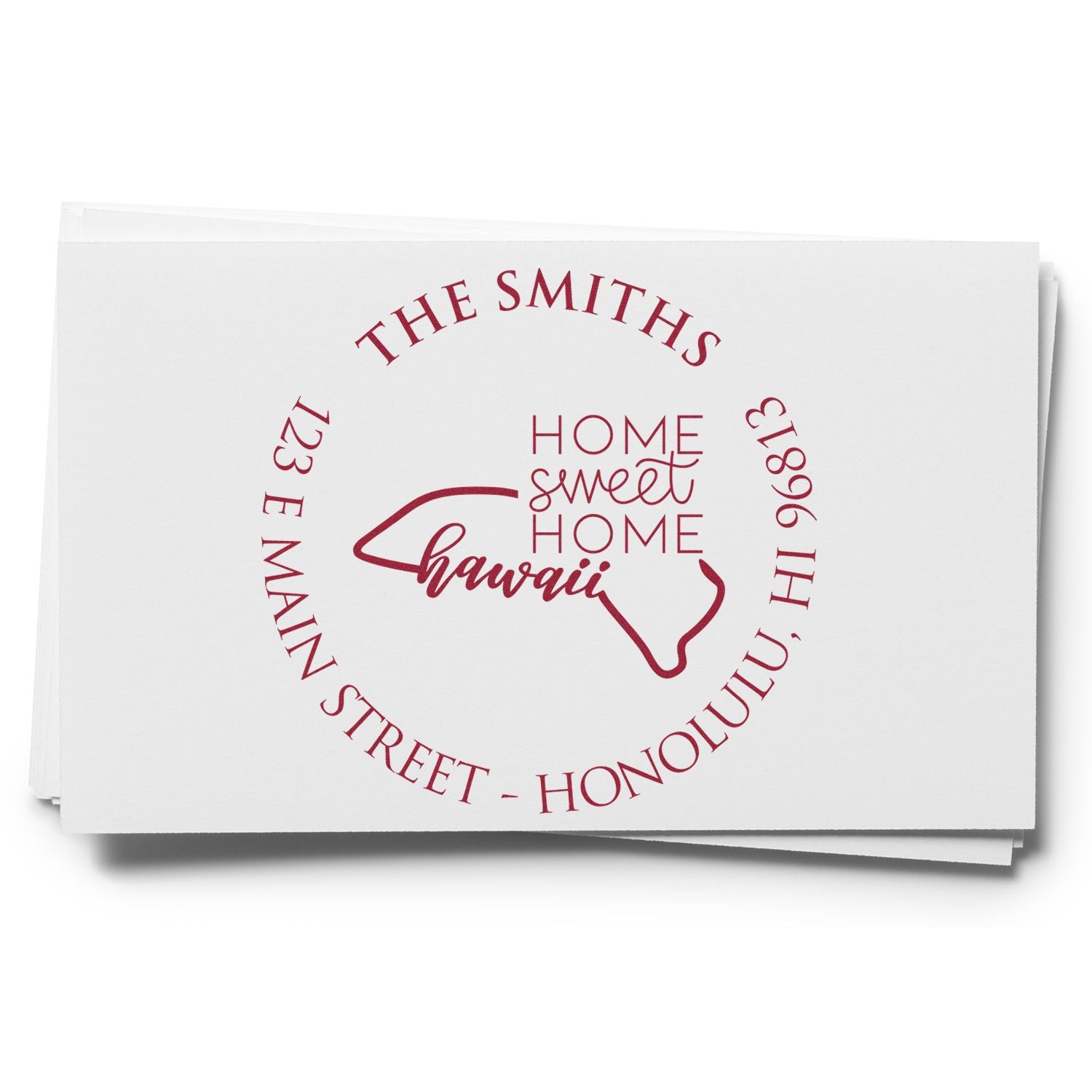 Wooden Handle Round Hawaii State Home Sweet Home Custom Address Label Stamp - Engineer Seal Stamps