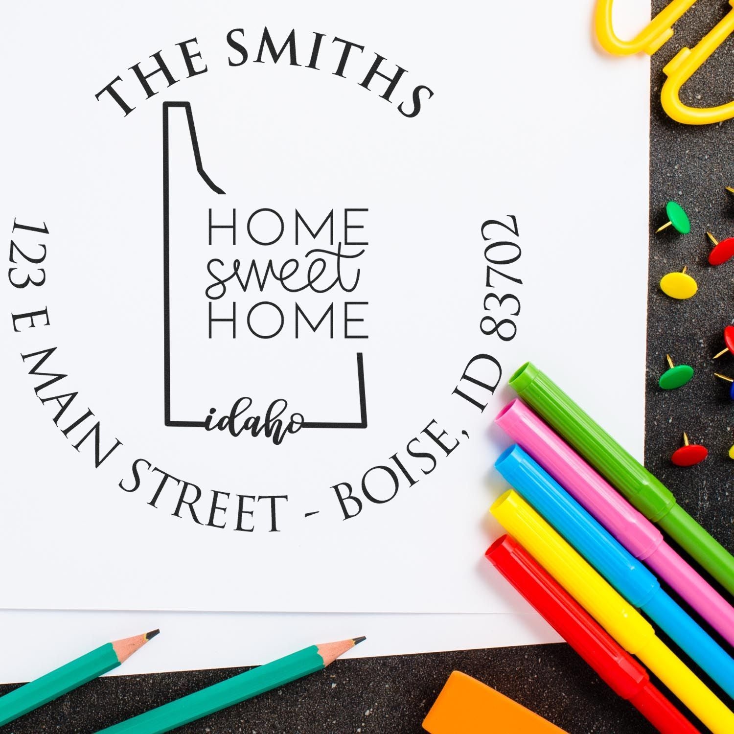 Self-Inking Round Iowa State Home Sweet Home Personalized Mailing Stamp - Engineer Seal Stamps