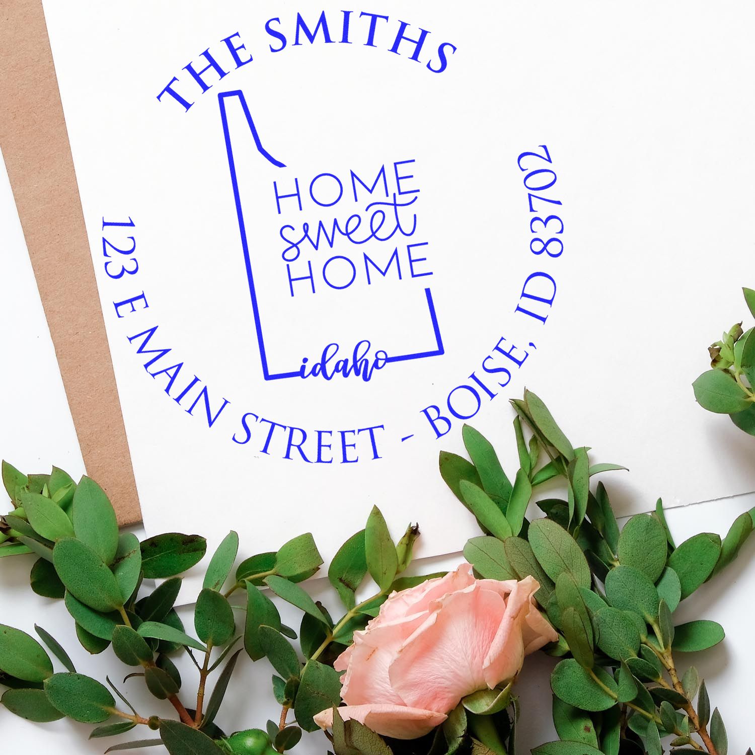 Self-Inking Round Iowa State Home Sweet Home Personalized Mailing Stamp - Engineer Seal Stamps