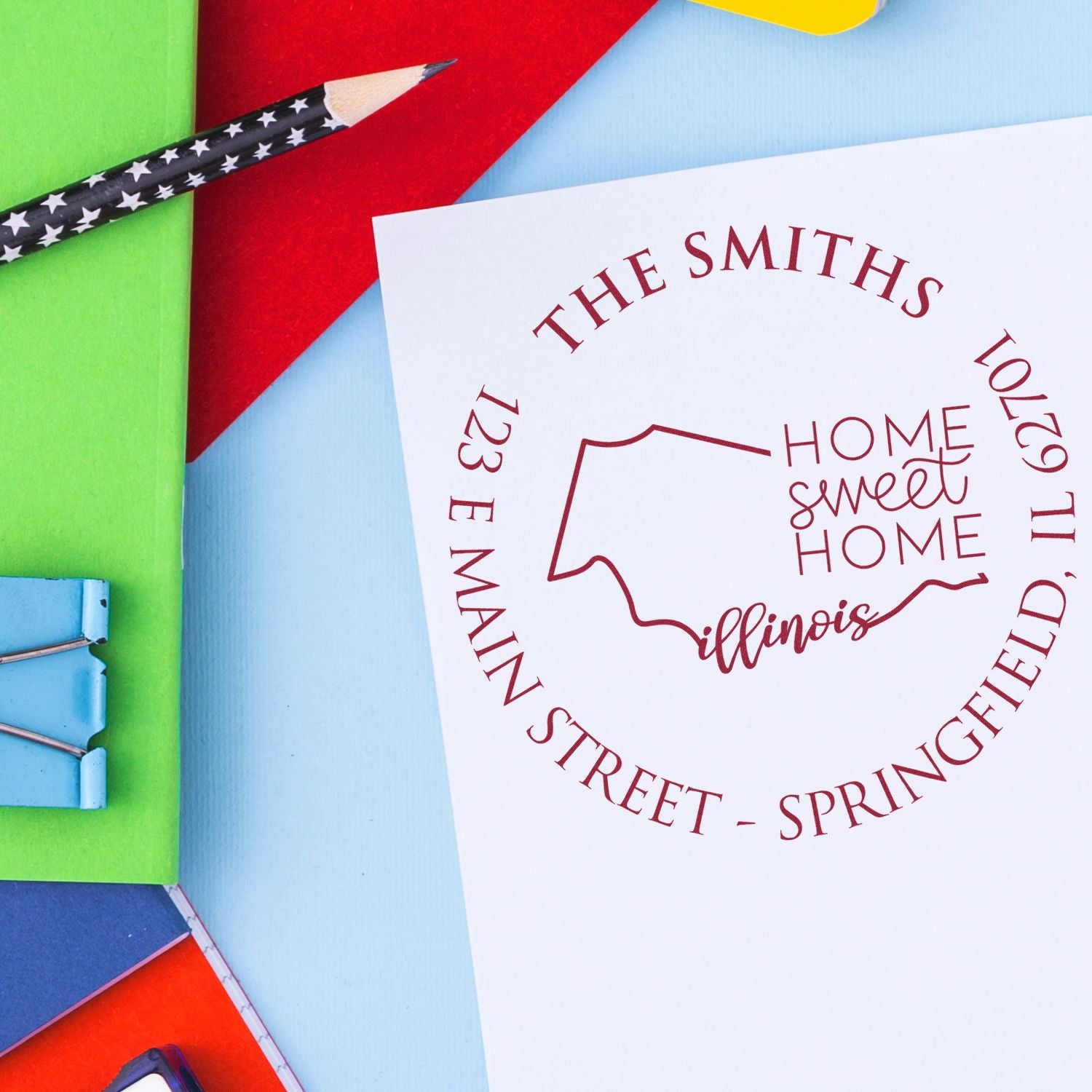 Self-Inking Round Idaho State Home Sweet Home Personalized Mailing Address Stamp - Engineer Seal Stamps