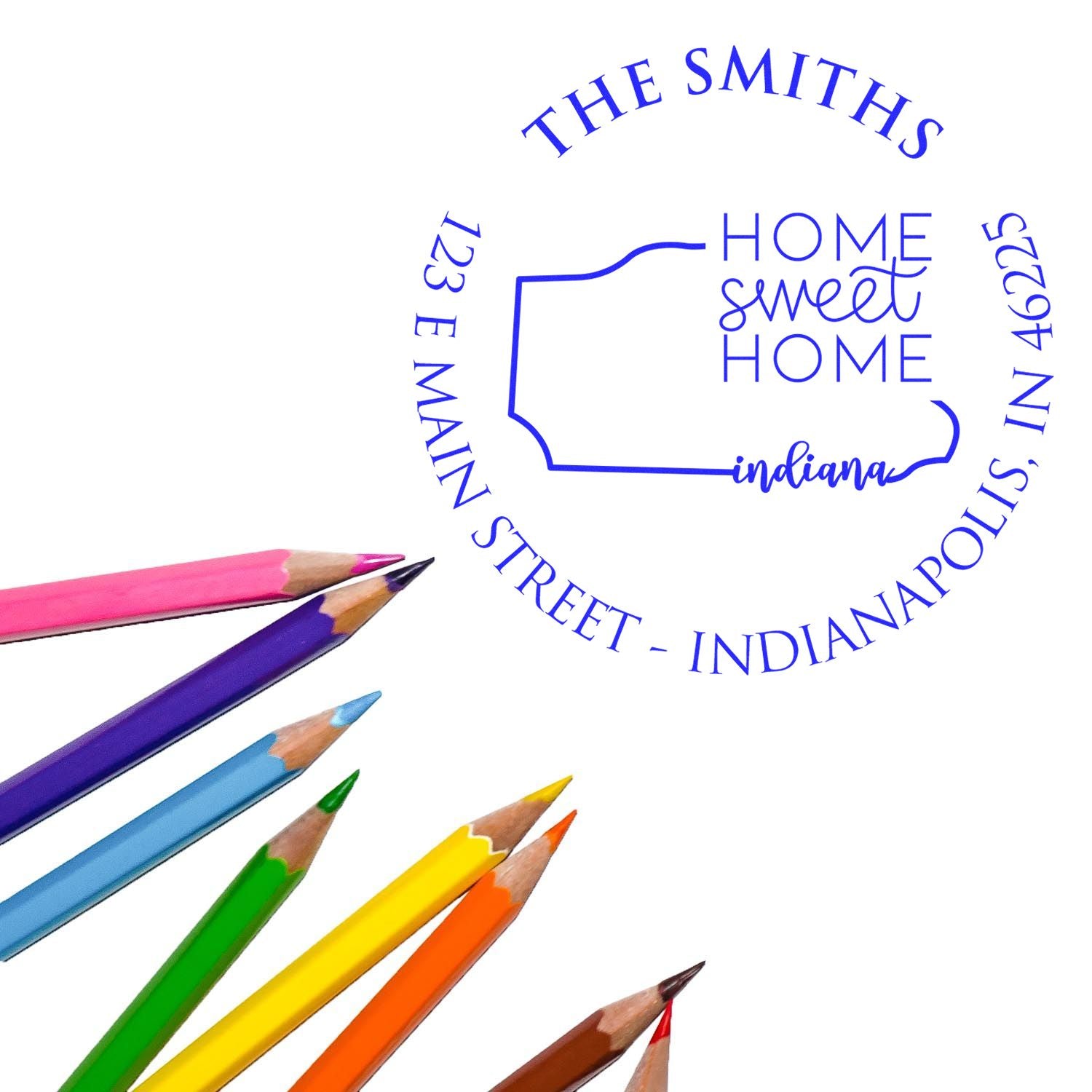 Slim Illinois State Home Sweet Home Custom-Made Name and Address Pre-Inked Stamp - Engineer Seal Stamps