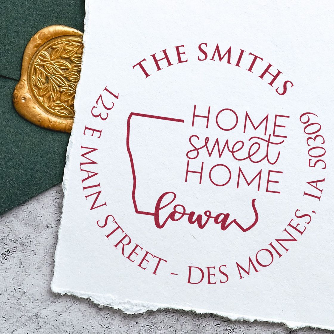 Slim Indiana State Home Sweet Home Custom-Made Name and Address Stamp - Engineer Seal Stamps
