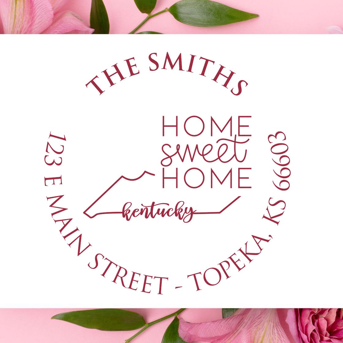 Wooden Handle Round Kansas State Home Sweet Home Custom Address Rubber Stamp - Engineer Seal Stamps