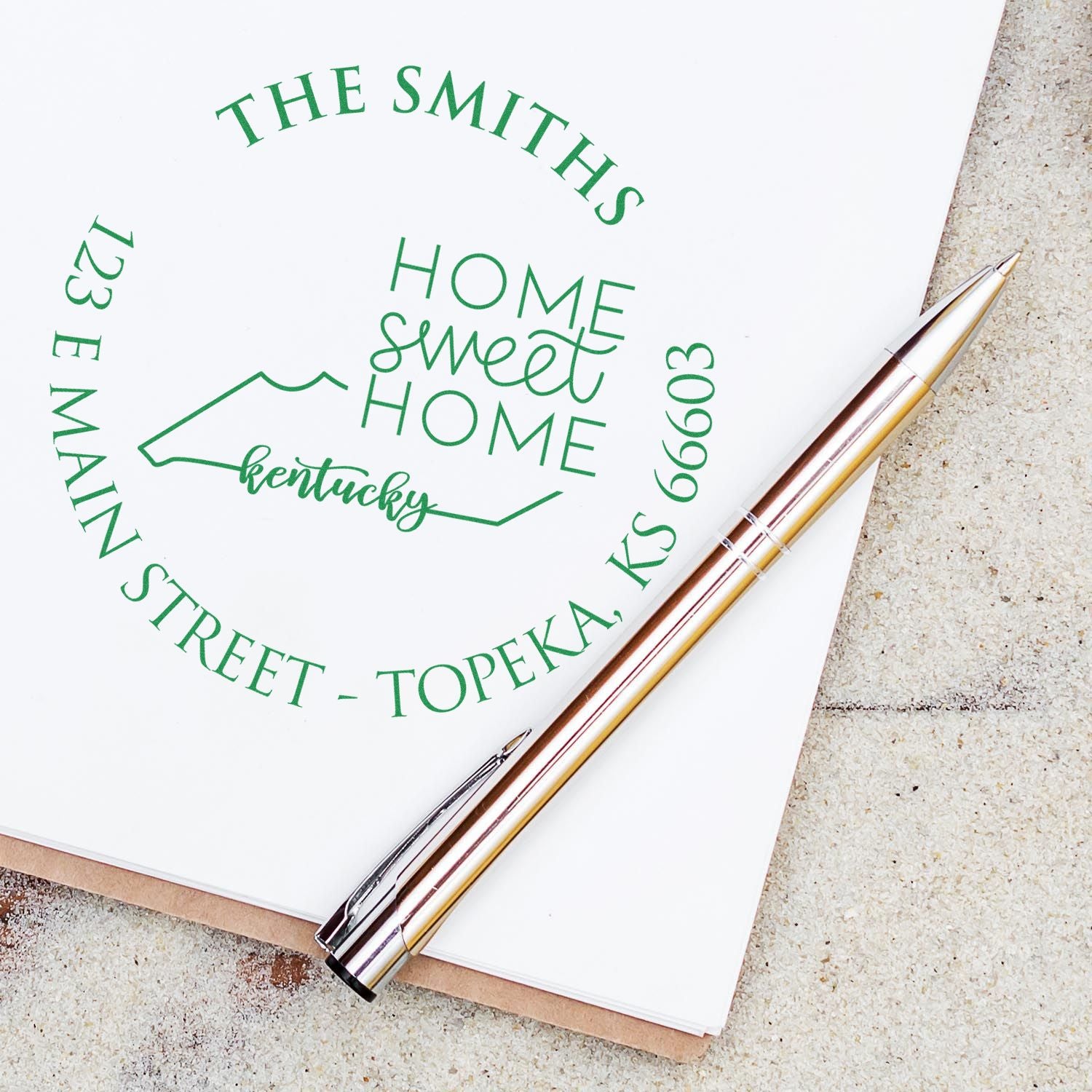 Slim Kansas State Home Sweet Home Custom-Made New Address Pre-Inked Stamp - Engineer Seal Stamps