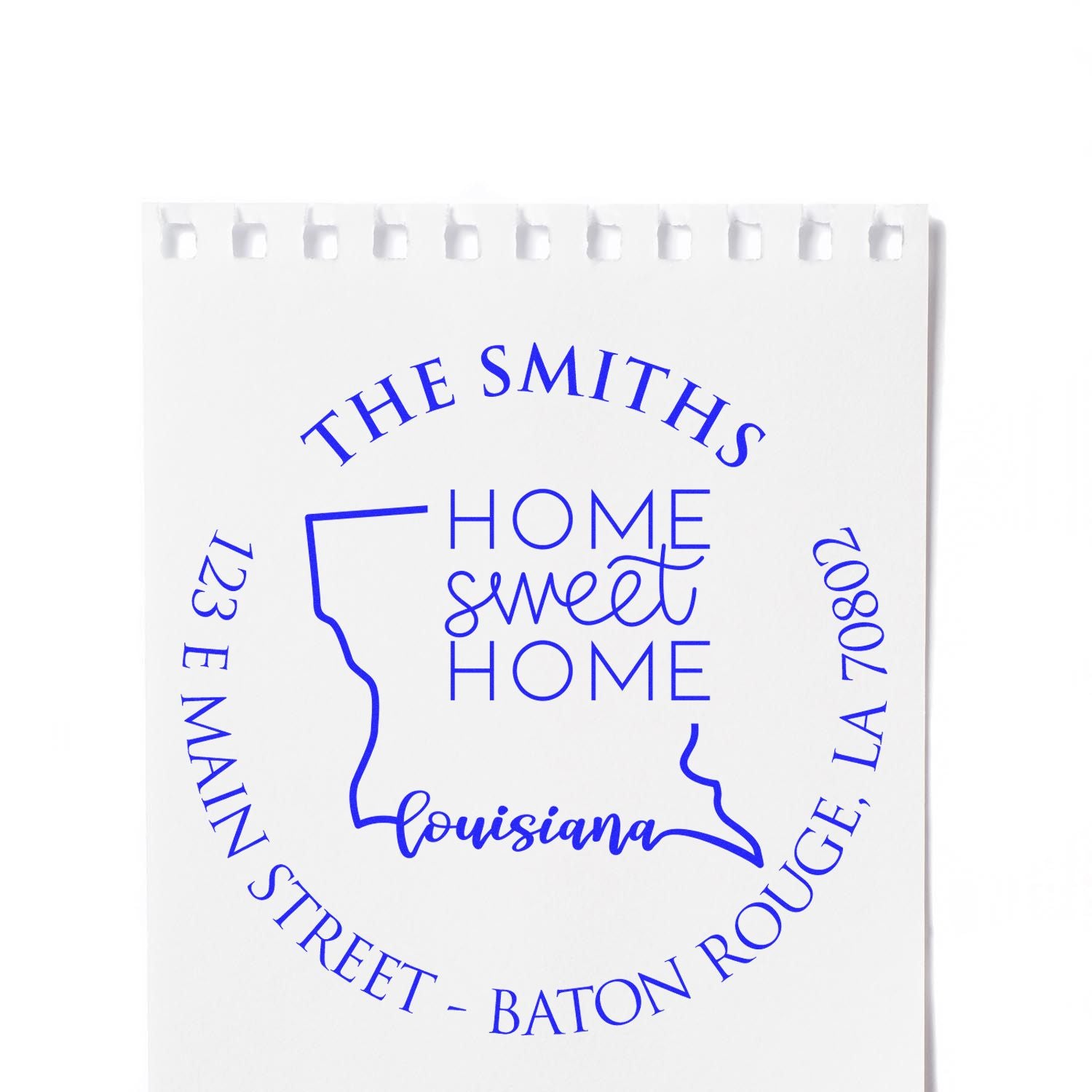 Wooden Handle Round Louisiana State Home Sweet Home Custom Address Rubber Stamp - Engineer Seal Stamps