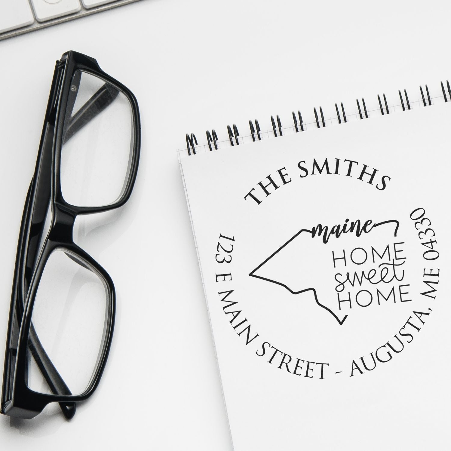 Self-Inking Round Maine State Home Sweet Home Personalized Name and Address Stamper - Engineer Seal Stamps