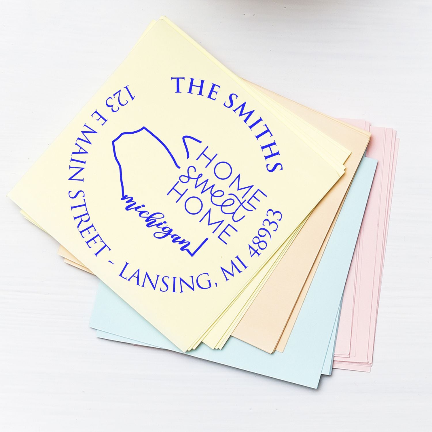 Slim Michigan State Home Sweet Home Custom-Made Return Address Pre-Inked Stamp - Engineer Seal Stamps