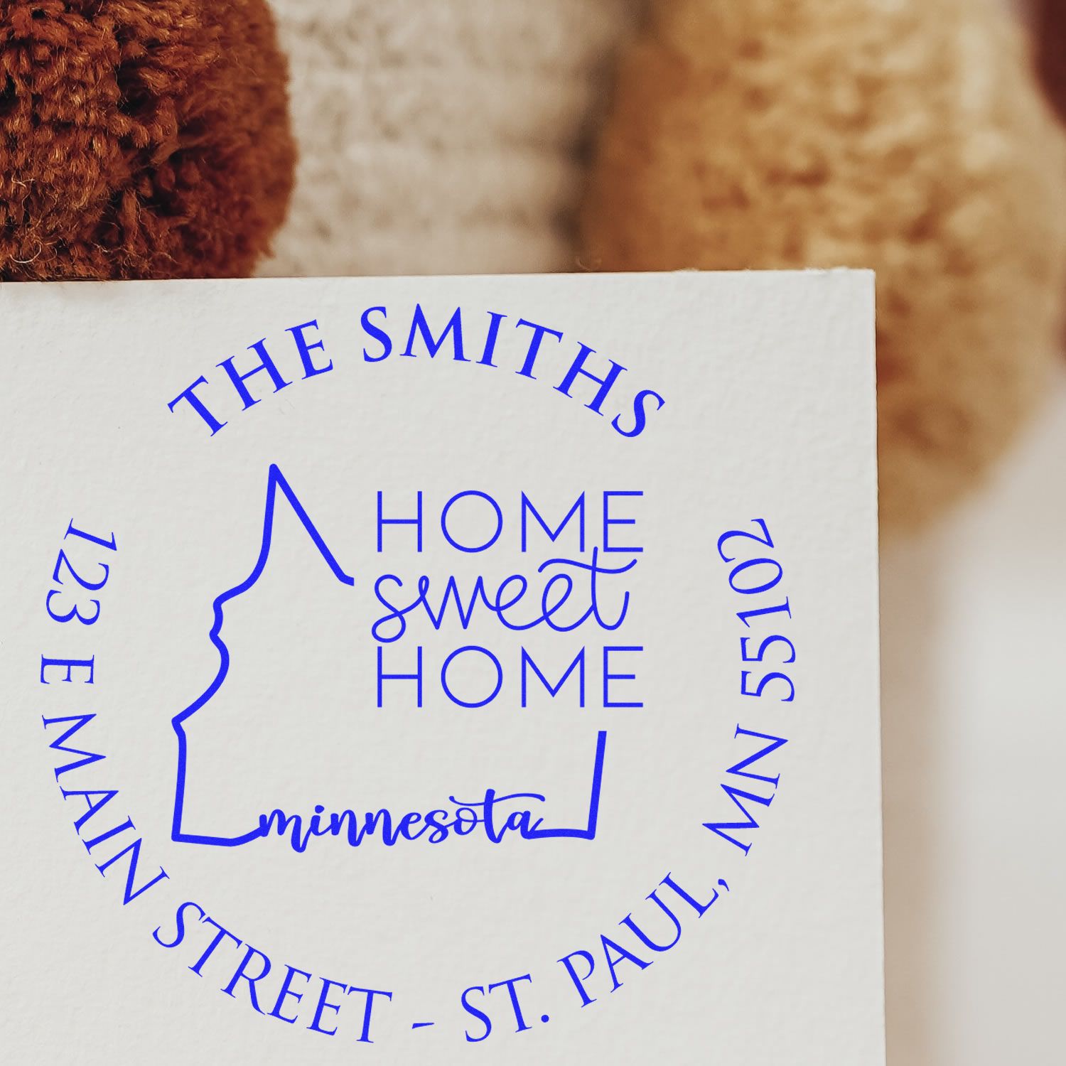 Round PSI Minnesota State Home Sweet Home Personalized Address Label Stamper - Engineer Seal Stamps