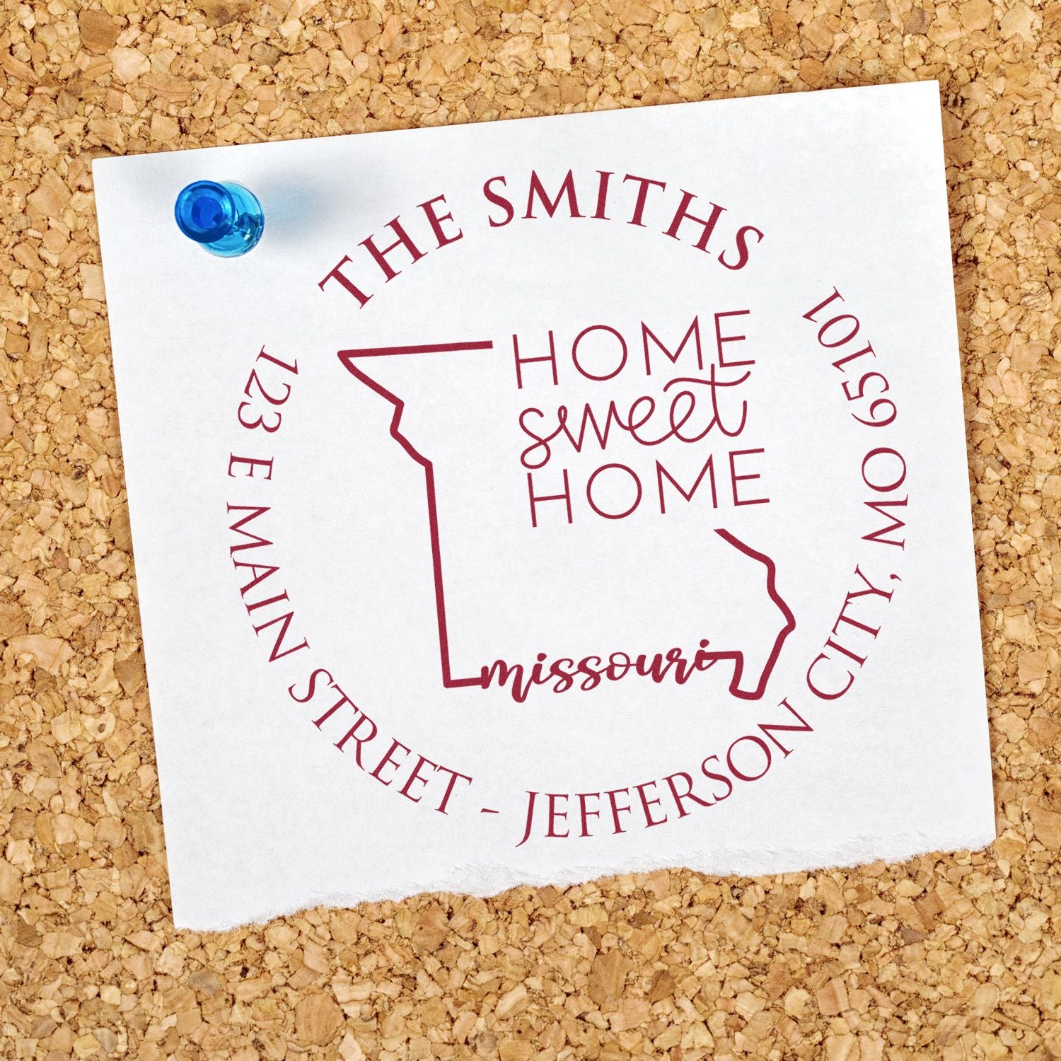 Wooden Handle Round Missouri State Home Sweet Home Custom Mail Address Rubber Stamp - Engineer Seal Stamps