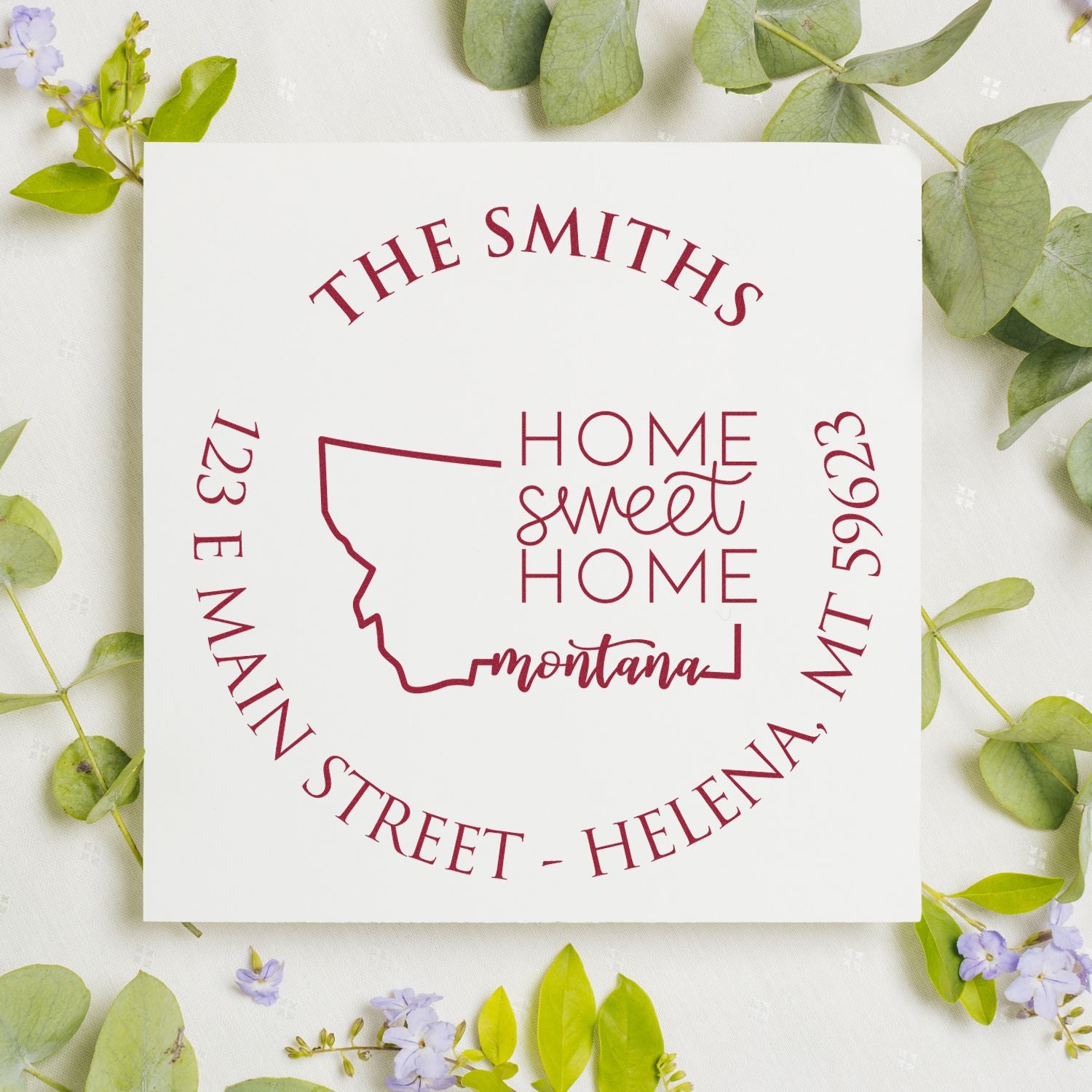 Round PSI Montana State Home Sweet Home Personalized Address Return Stamper - Engineer Seal Stamps