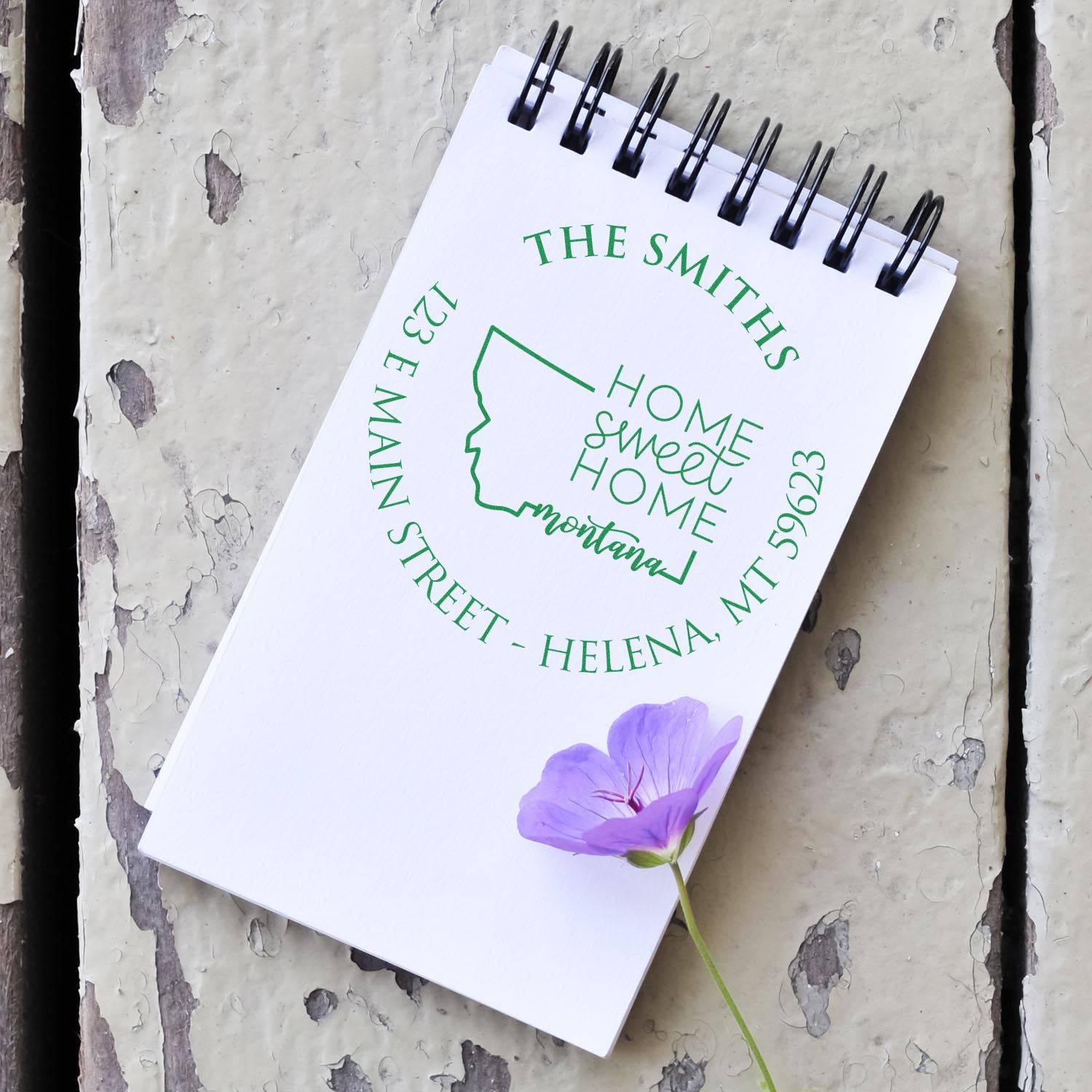 Round PSI Montana State Home Sweet Home Personalized Address Return Stamper - Engineer Seal Stamps