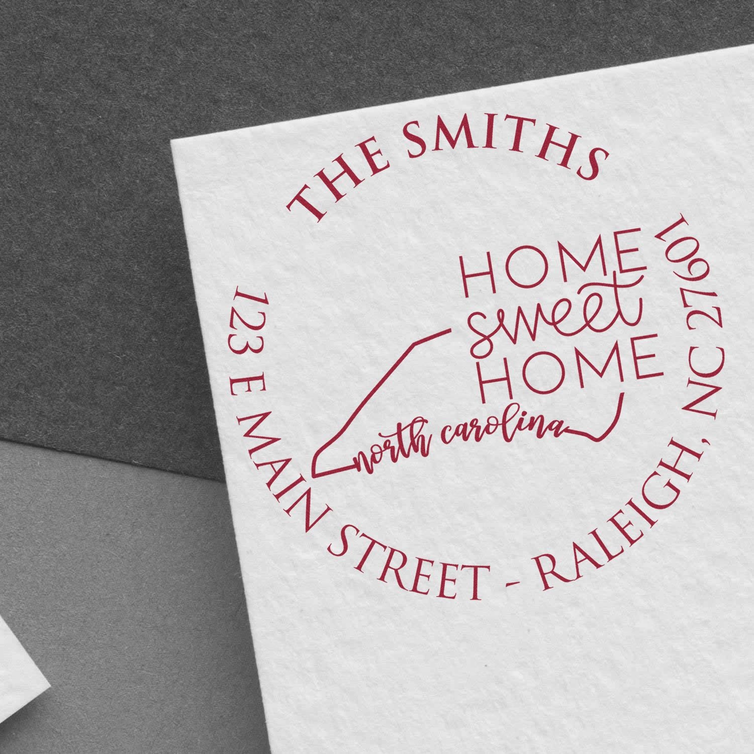 Round PSI North Carolina State Home Sweet Home Personalized Home Address Pre-Inked Stamp - Engineer Seal Stamps