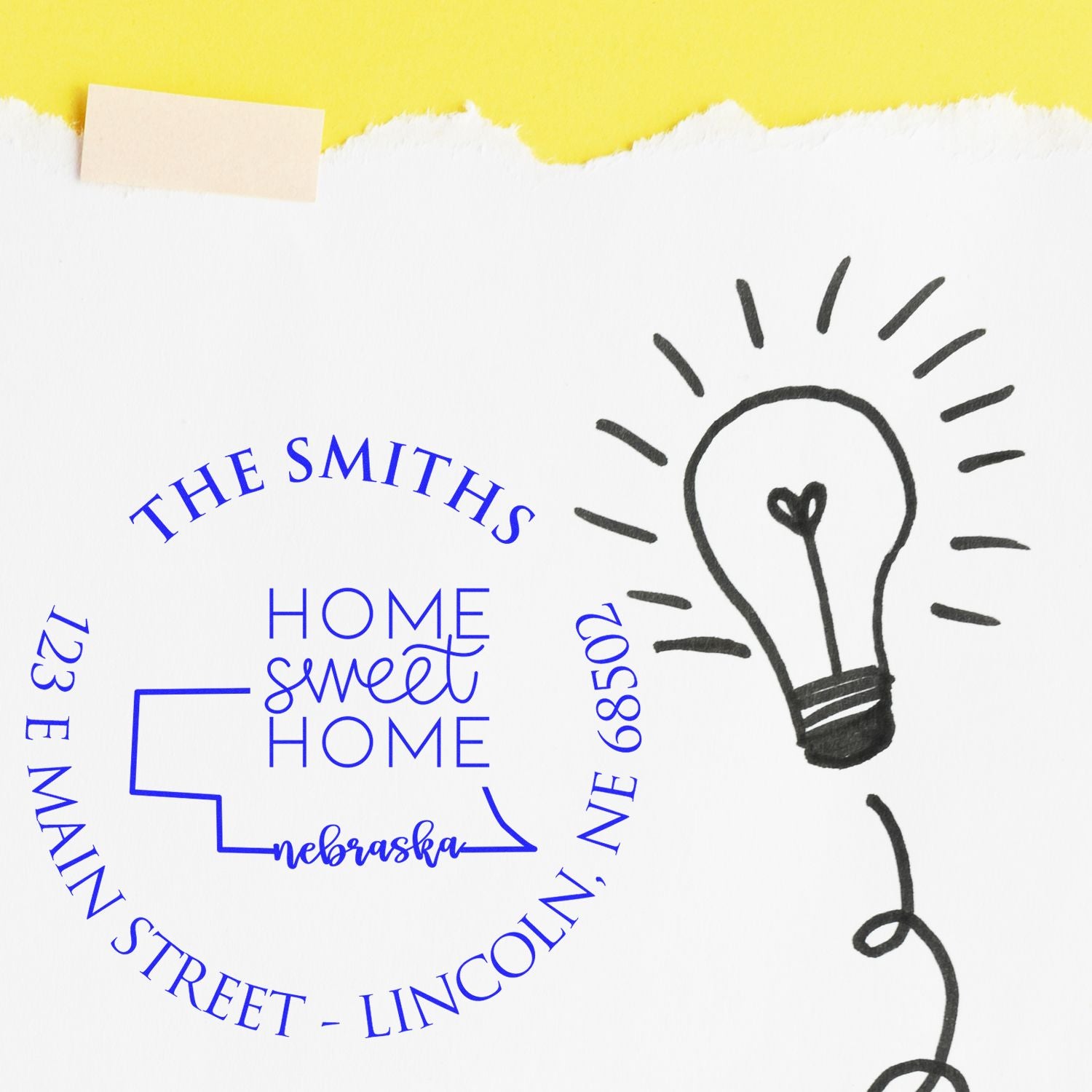 Self-Inking Round Nebraska State Home Sweet Home Personalized Return Address Stamp - Engineer Seal Stamps