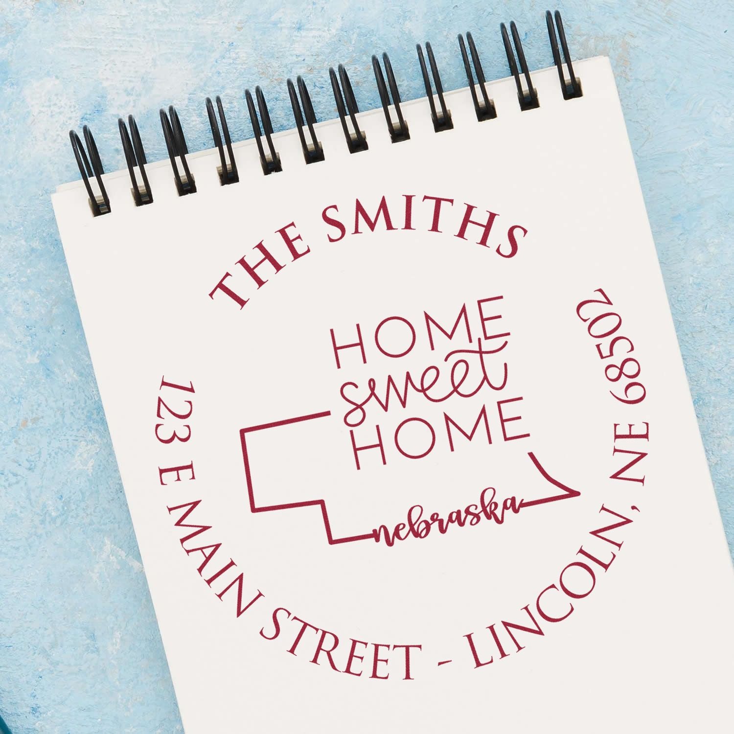 Wooden Handle Round Nebraska State Home Sweet Home Custom Mail Address Rubber Stamp - Engineer Seal Stamps