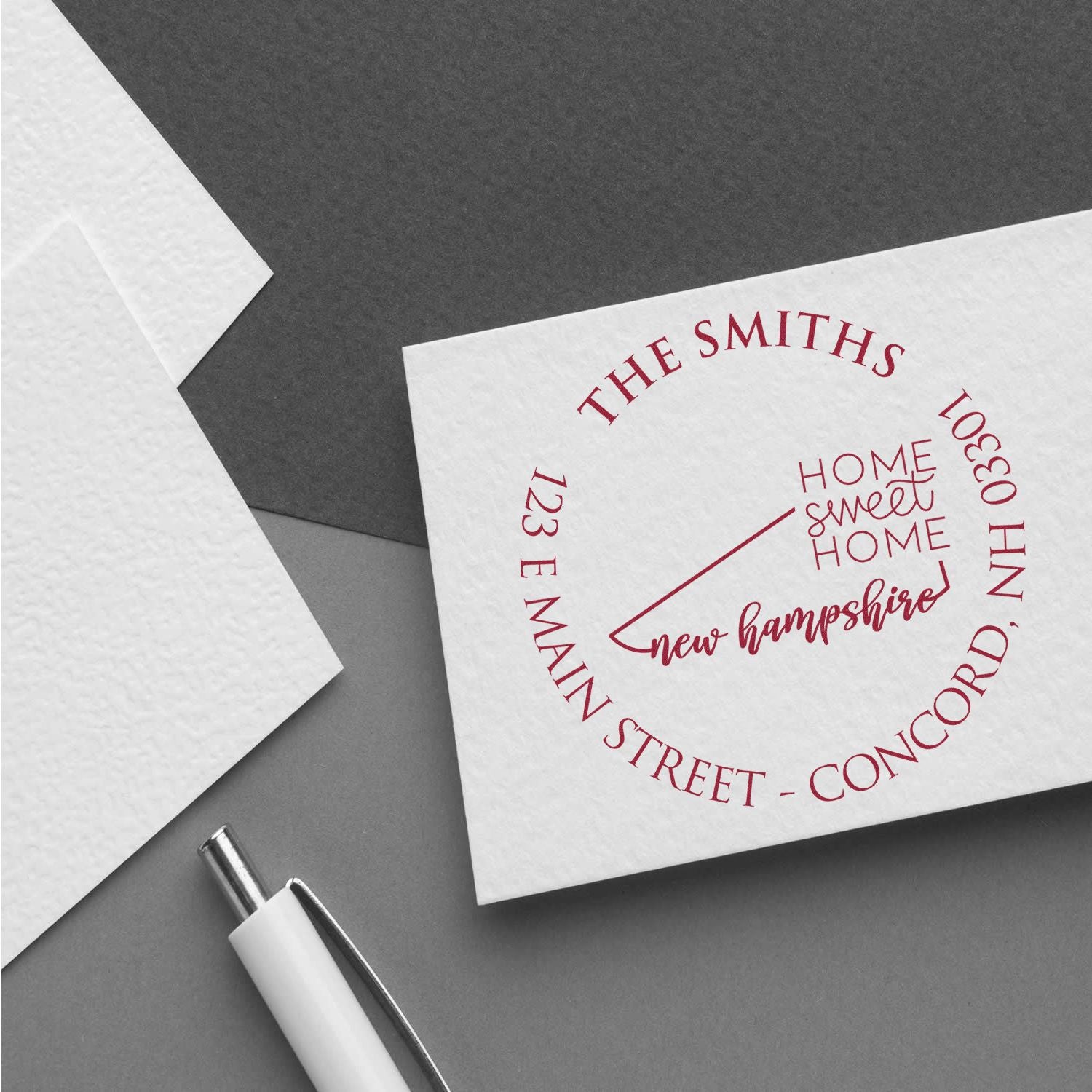 Slim New Hampshire State Home Sweet Home Home Address Stamp - Engineer Seal Stamps