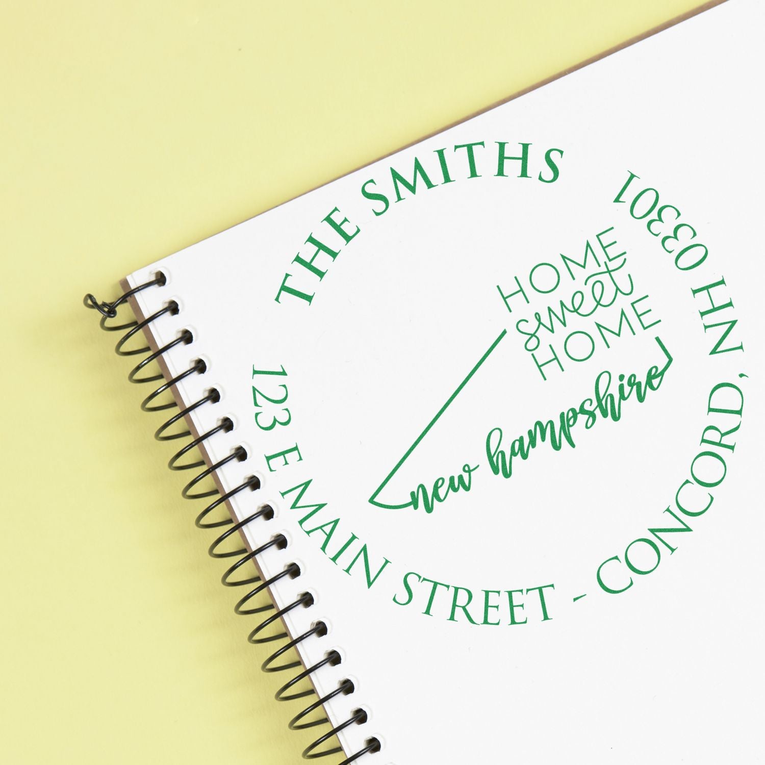 Round PSI New Hampshire State Home Sweet Home Personalized Address Stamper - Engineer Seal Stamps