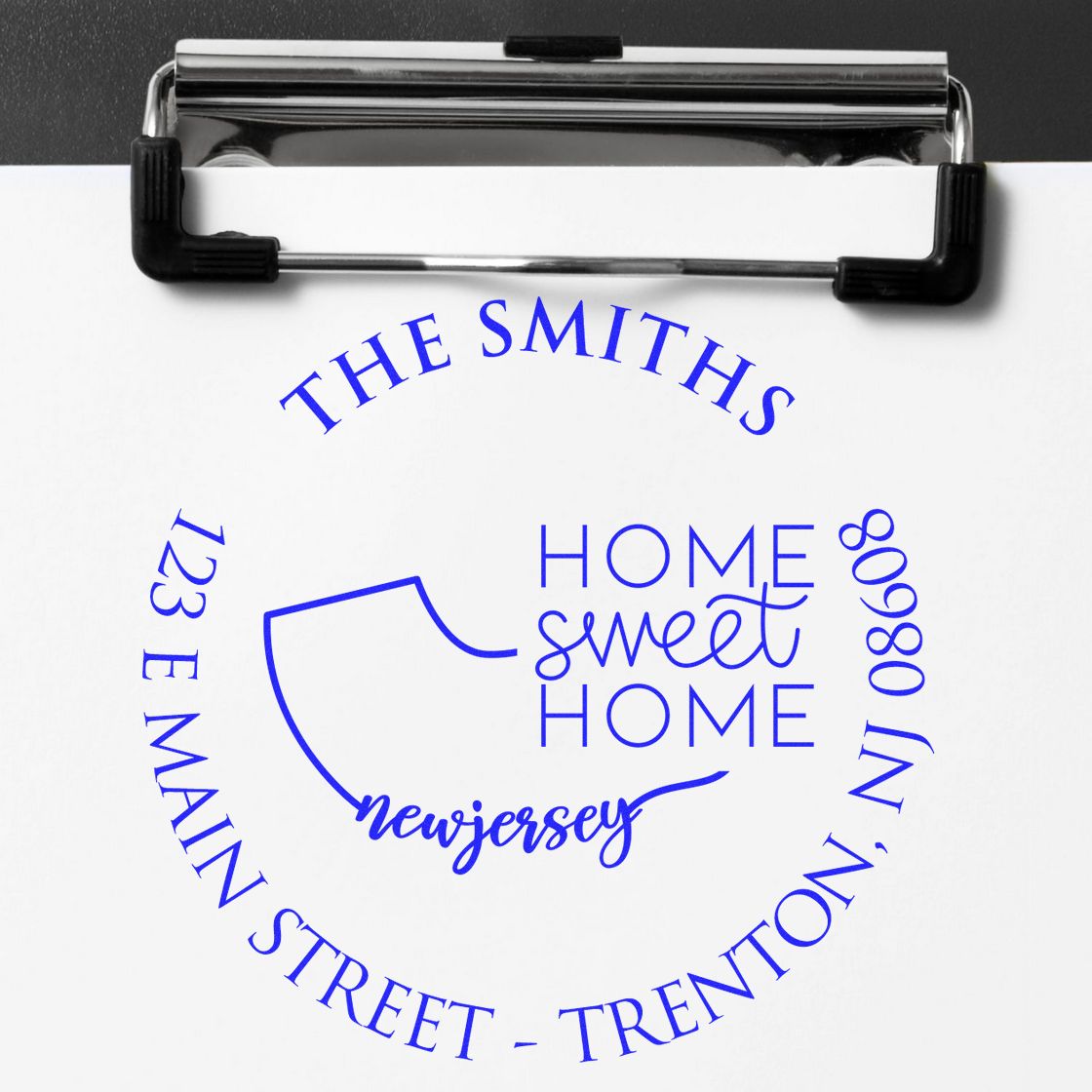 Round PSI New Jersey State Home Sweet Home Personalized Home Address For Envelopes Pre-Inked Stamp - Engineer Seal Stamps