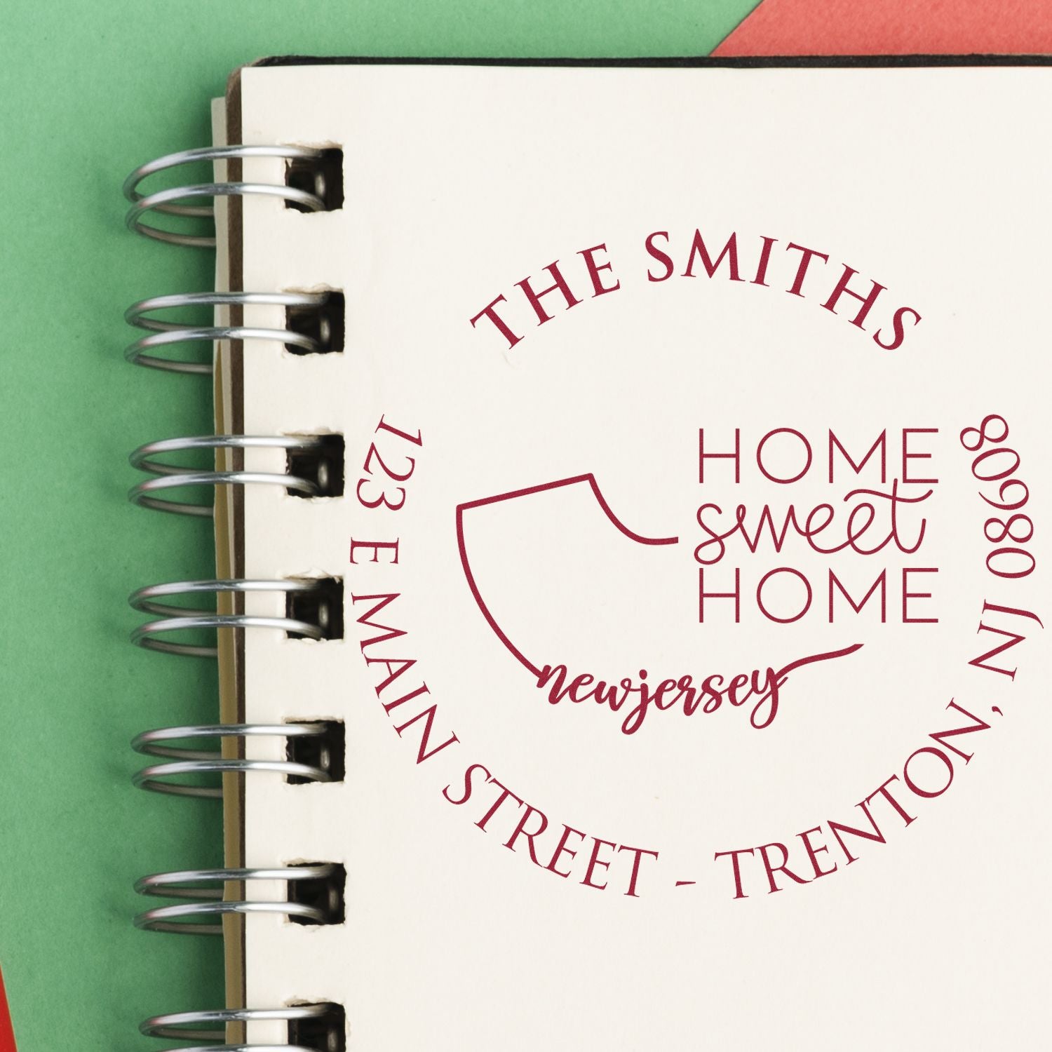 Slim New Jersey State Home Sweet Home Home Address Pre-Inked Stamp - Engineer Seal Stamps