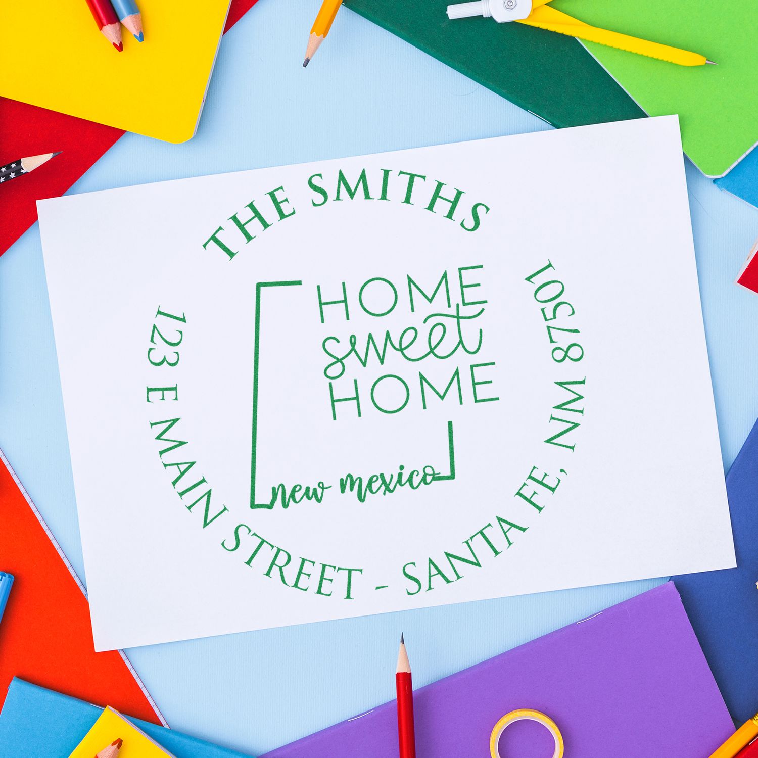 Round PSI New Mexico State Home Sweet Home Personalized Home Address For Envelopes Stamp - Engineer Seal Stamps