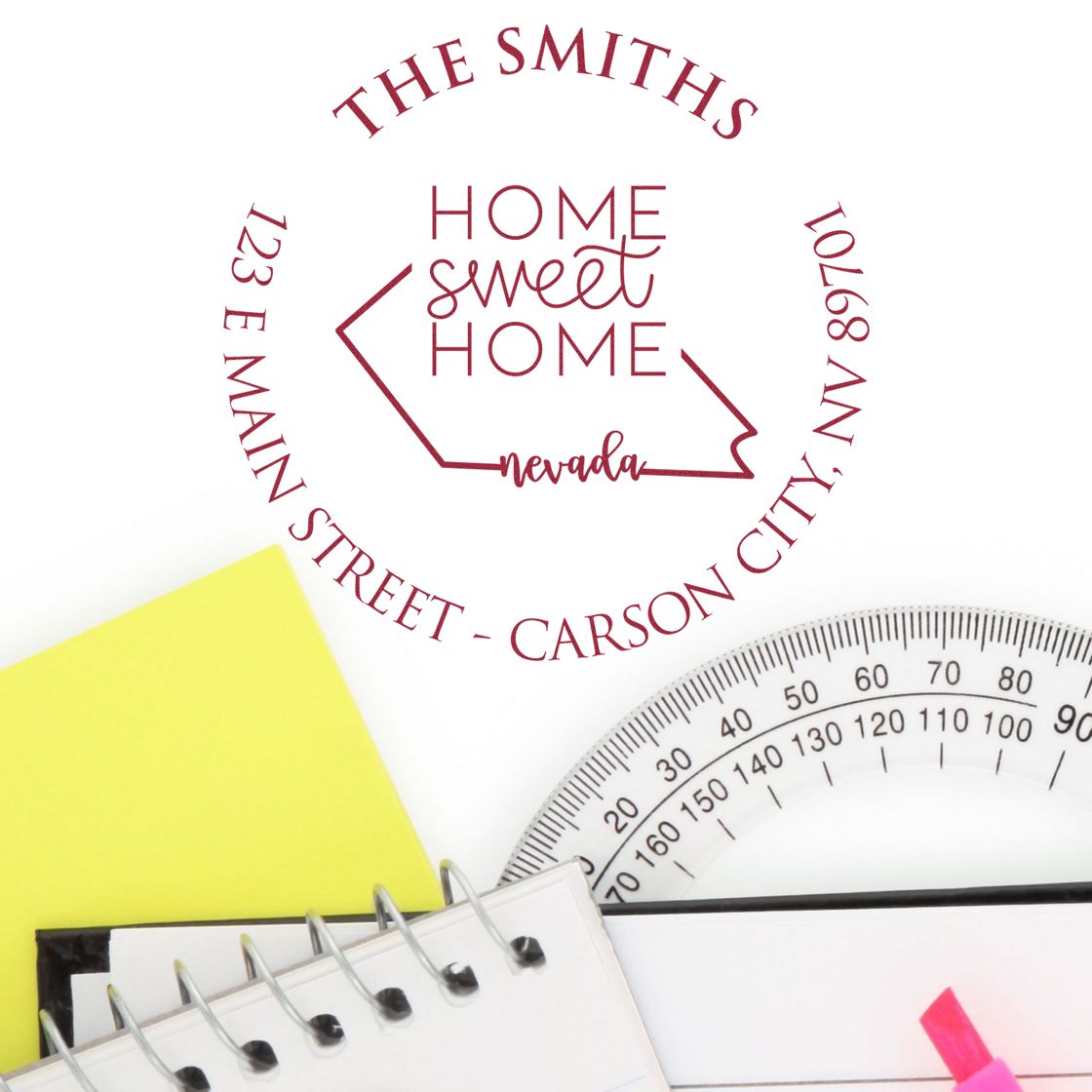 Round PSI Nevada State Home Sweet Home Personalized Address Stamp - Engineer Seal Stamps