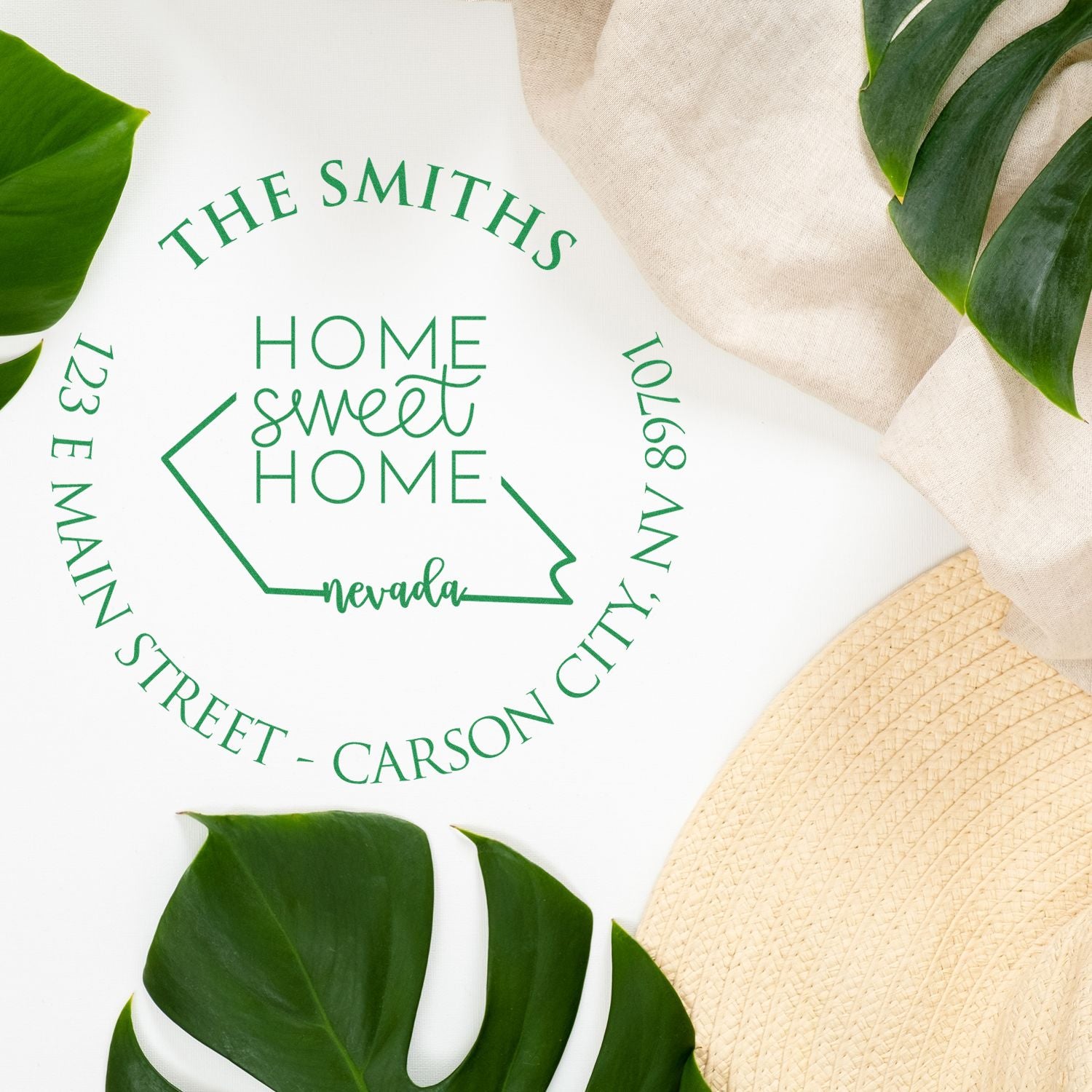 Self-Inking Round Nevada State Home Sweet Home Personalized Return Address Stamper - Engineer Seal Stamps