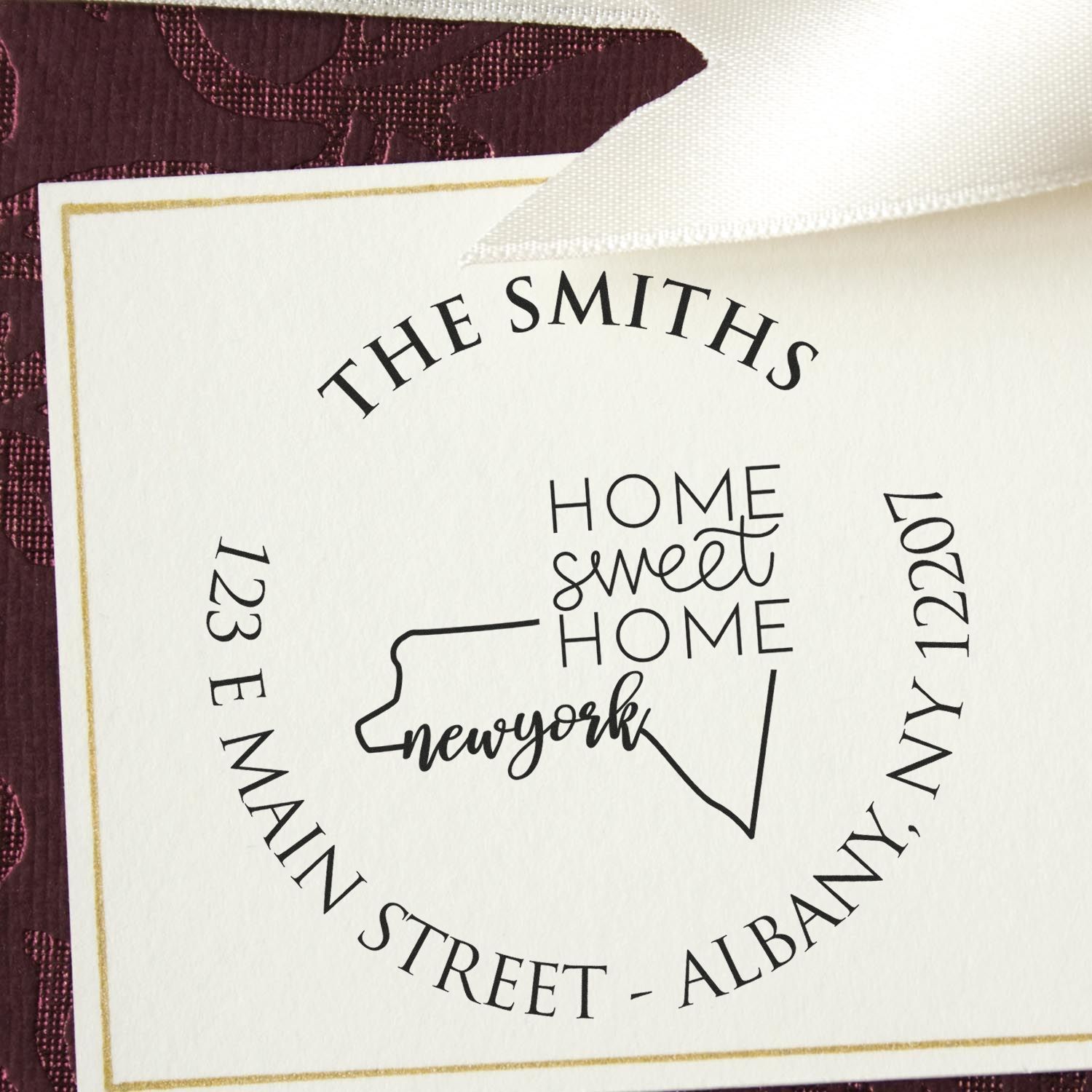 Self-Inking Round New York State Home Sweet Home Address Label Rubber Stamp - Engineer Seal Stamps