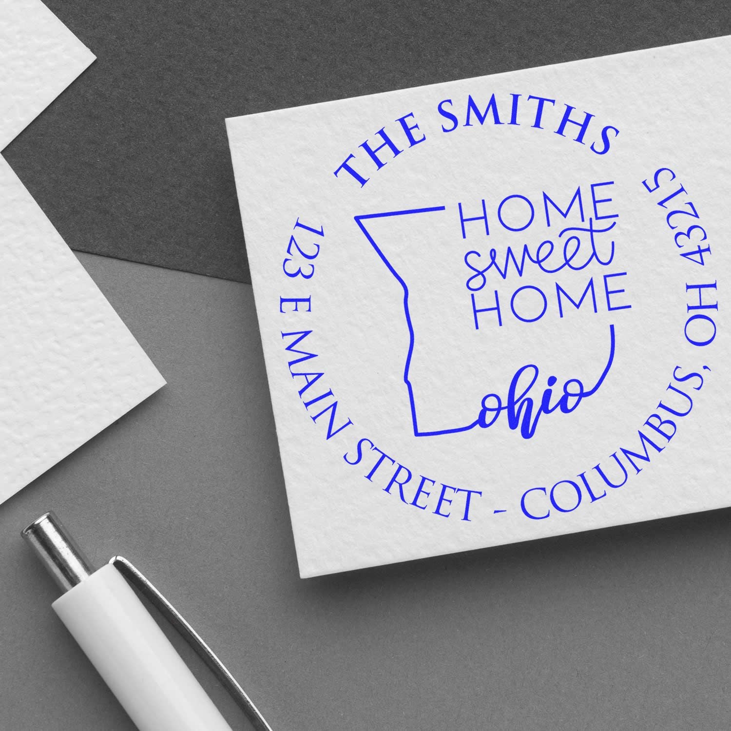 Self-Inking Round Ohio State Home Sweet Home Address Return Rubber Stamp - Engineer Seal Stamps