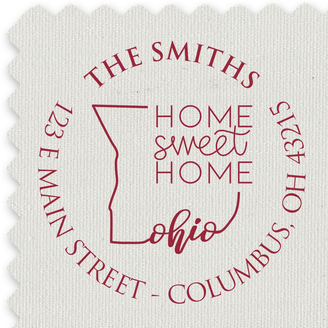 Wooden Handle Round Ohio State Home Sweet Home Custom Mailing Stamp - Engineer Seal Stamps