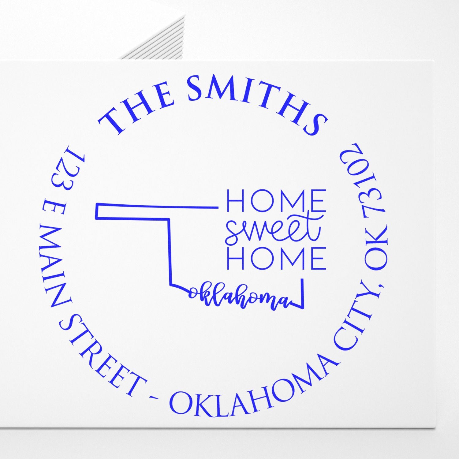 Wooden Handle Round Oklahoma State Home Sweet Home Custom Mailing Rubber Stamp - Engineer Seal Stamps