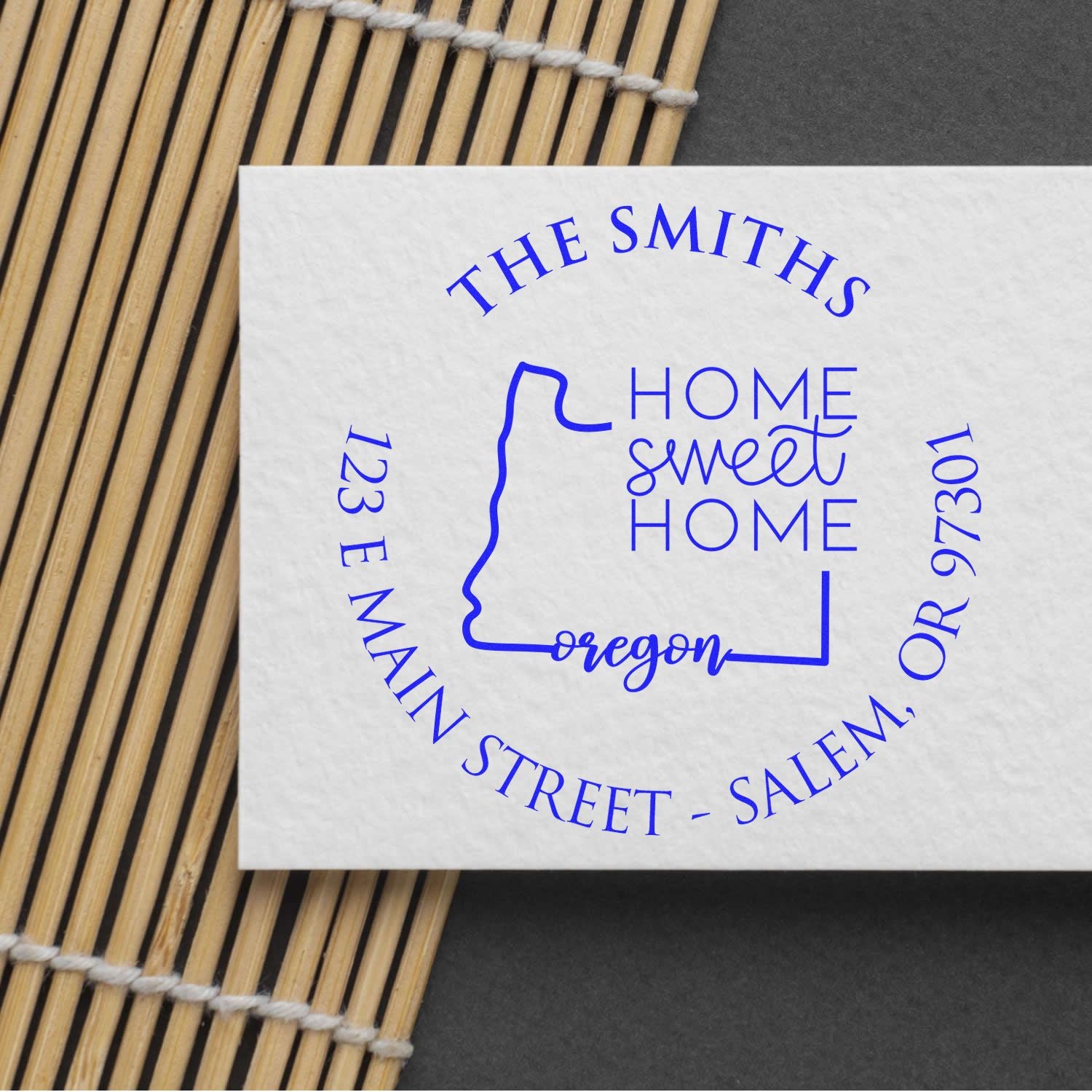 Wooden Handle Round Oregon State Home Sweet Home Custom Name and Address Rubber Stamp - Engineer Seal Stamps