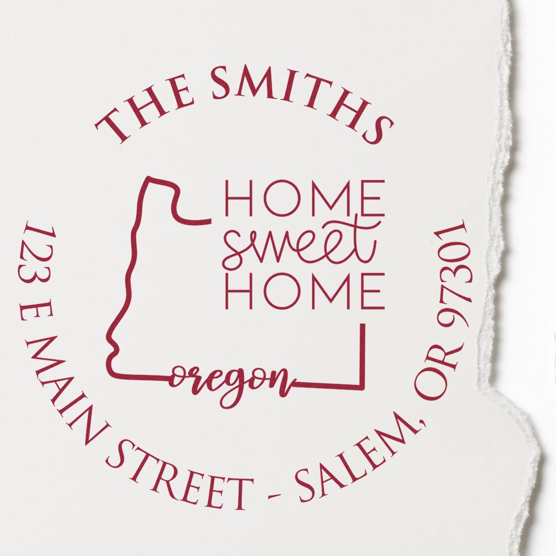 Round PSI Oregon State Home Sweet Home Personalized Mail Address Stamp - Engineer Seal Stamps