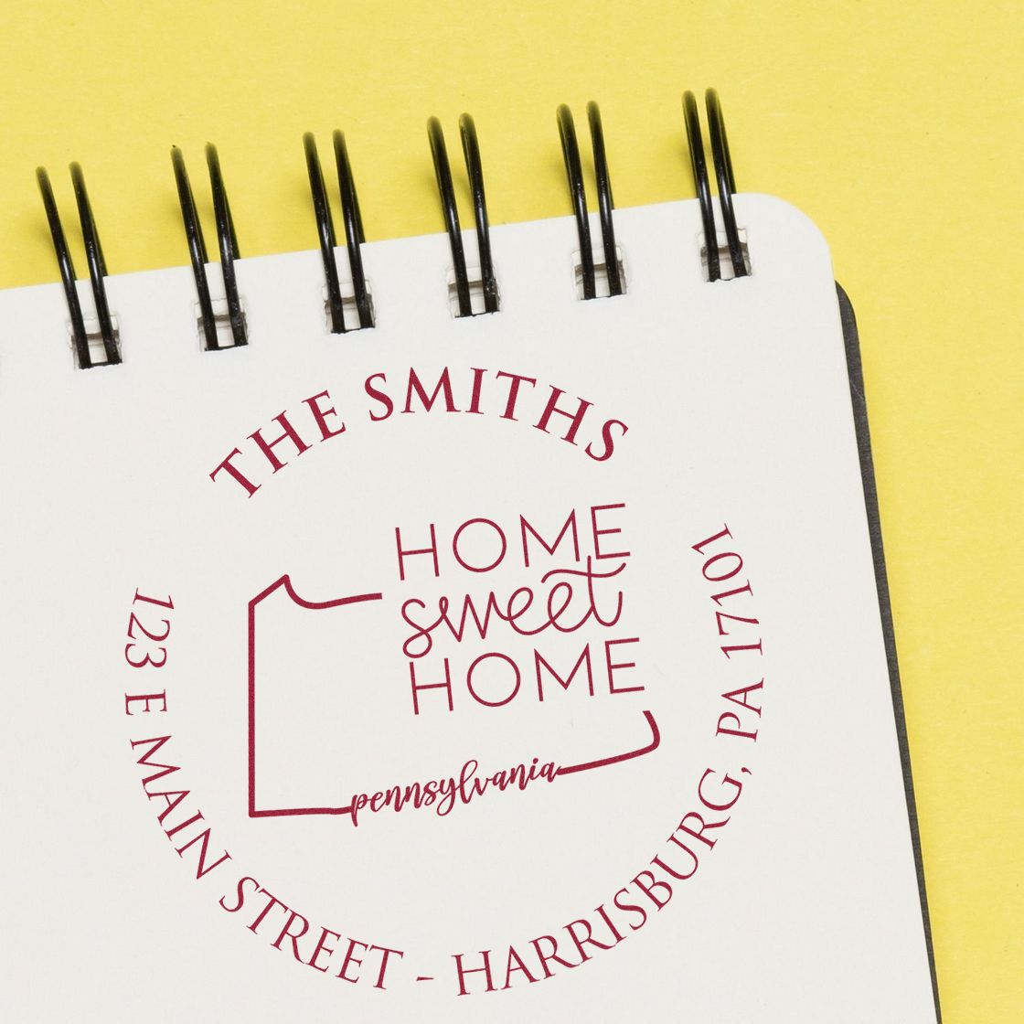 Round PSI Pennsylvania State Home Sweet Home Personalized Mail Address Stamper - Engineer Seal Stamps