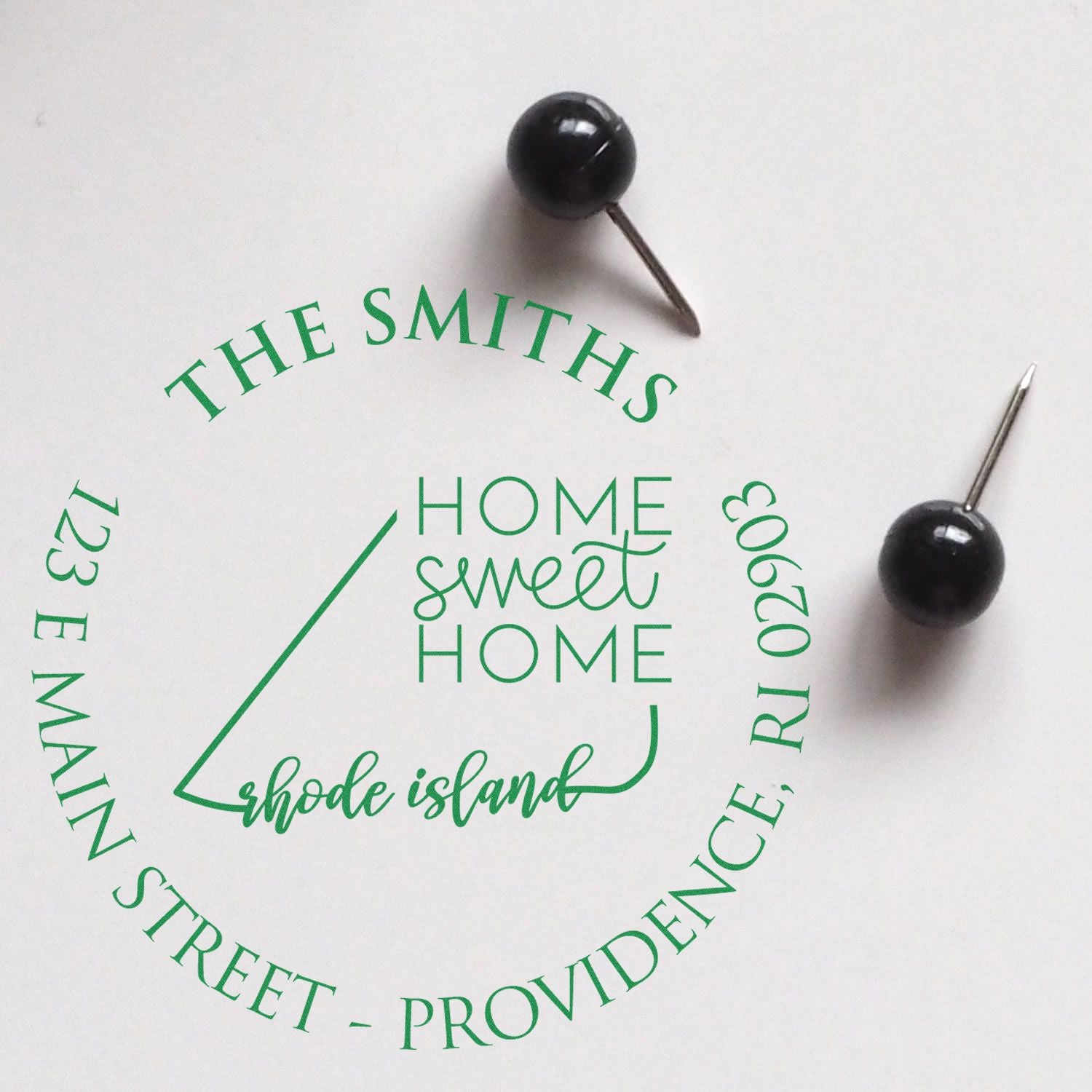 Round PSI Rhode Island State Home Sweet Home Personalized Mail Pre-Inked Stamp - Engineer Seal Stamps