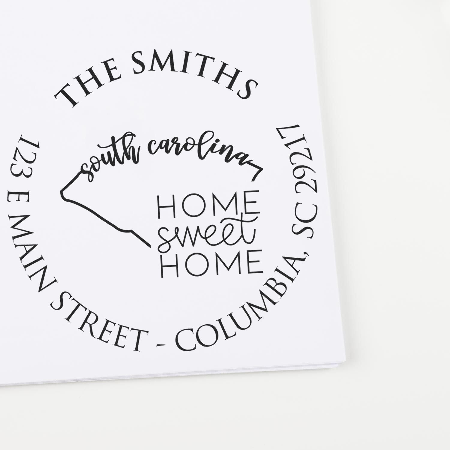 Wooden Handle Round South Carolina State Home Sweet Home Custom New Address Rubber Stamp - Engineer Seal Stamps