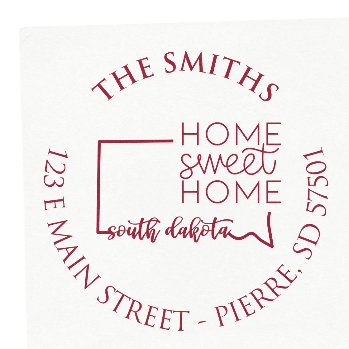 Round PSI South Dakota State Home Sweet Home Personalized Mail Stamper - Engineer Seal Stamps