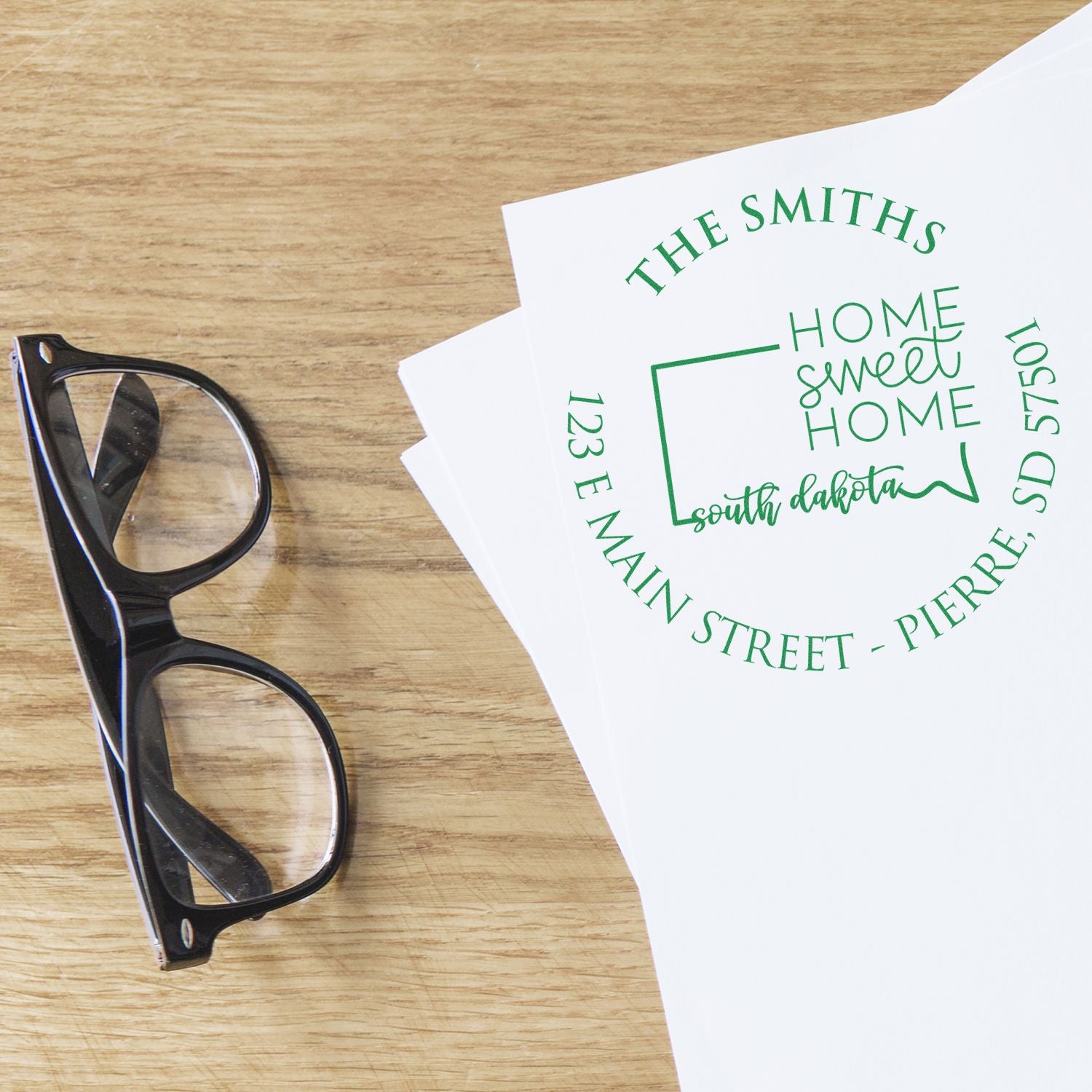 Self-Inking Round South Dakota State Home Sweet Home Custom Address Label Rubber Stamp - Engineer Seal Stamps