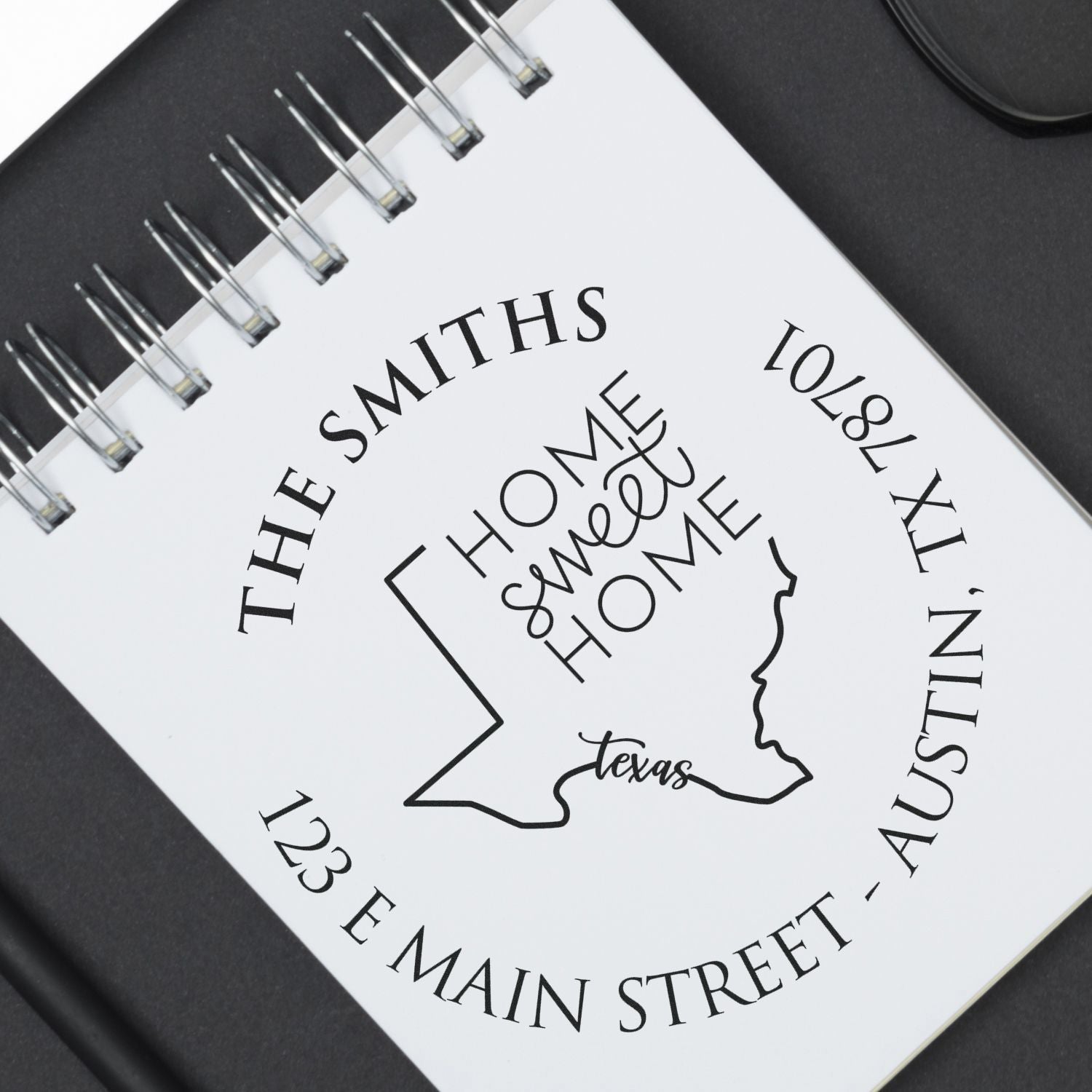 Self-Inking Round Texas State Home Sweet Home Custom Address Label Stamper - Engineer Seal Stamps