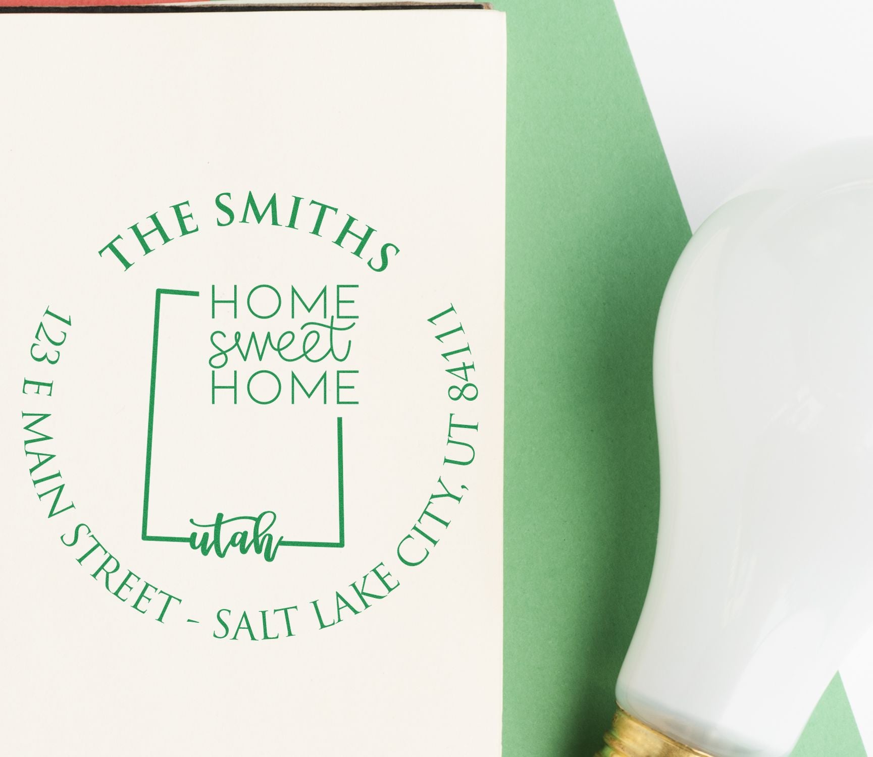 Round PSI Utah State Home Sweet Home Personalized Mailing Address Stamper - Engineer Seal Stamps