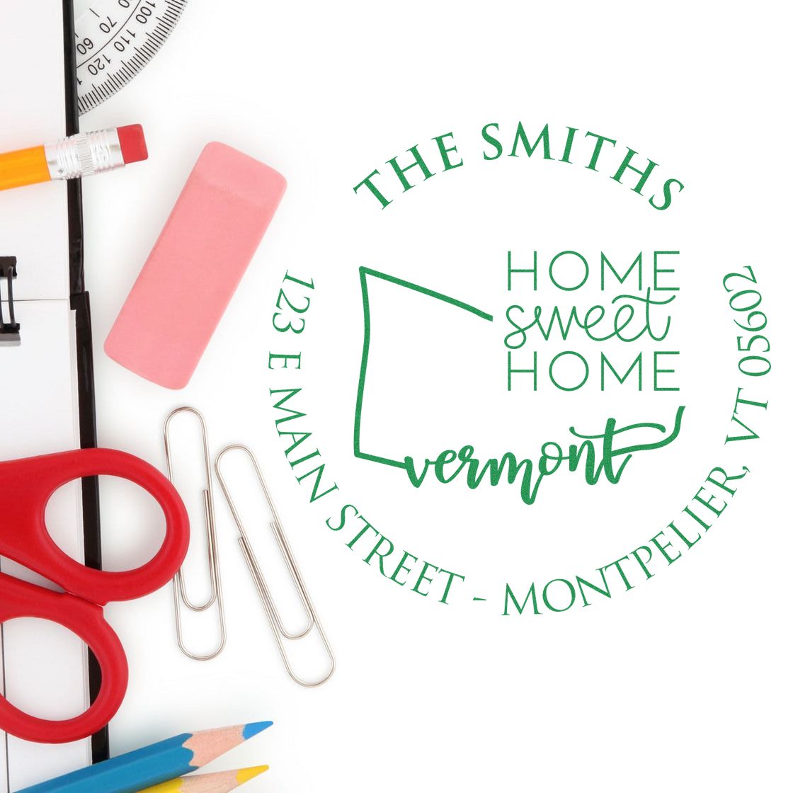 Round PSI Virginia State Home Sweet Home Personalized Mailing Stamp - Engineer Seal Stamps